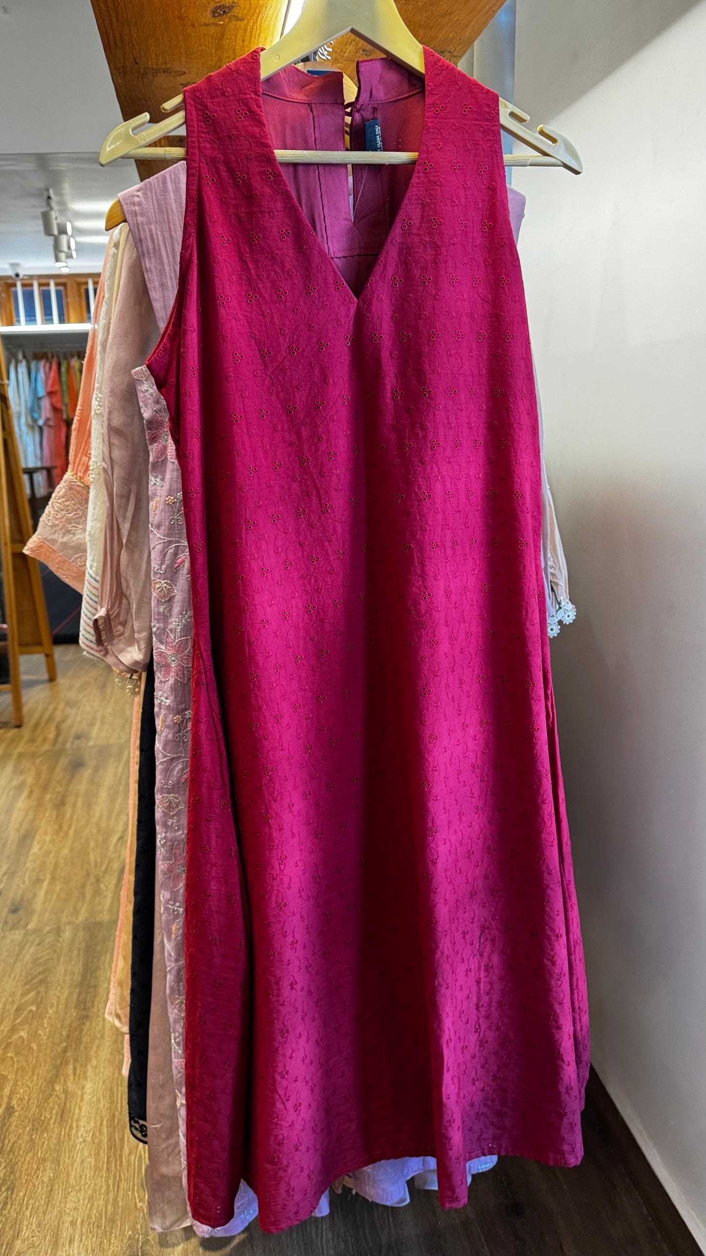 Red hakoba sleeveless dress -Sale price Rs 1275, was priced at Rs 1500