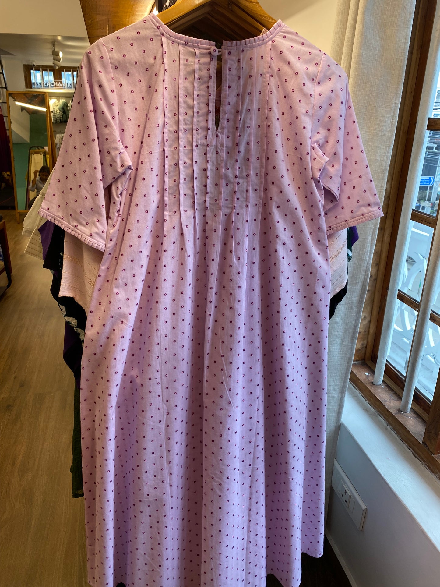 Light lavender with flower cotton dress chest size 36