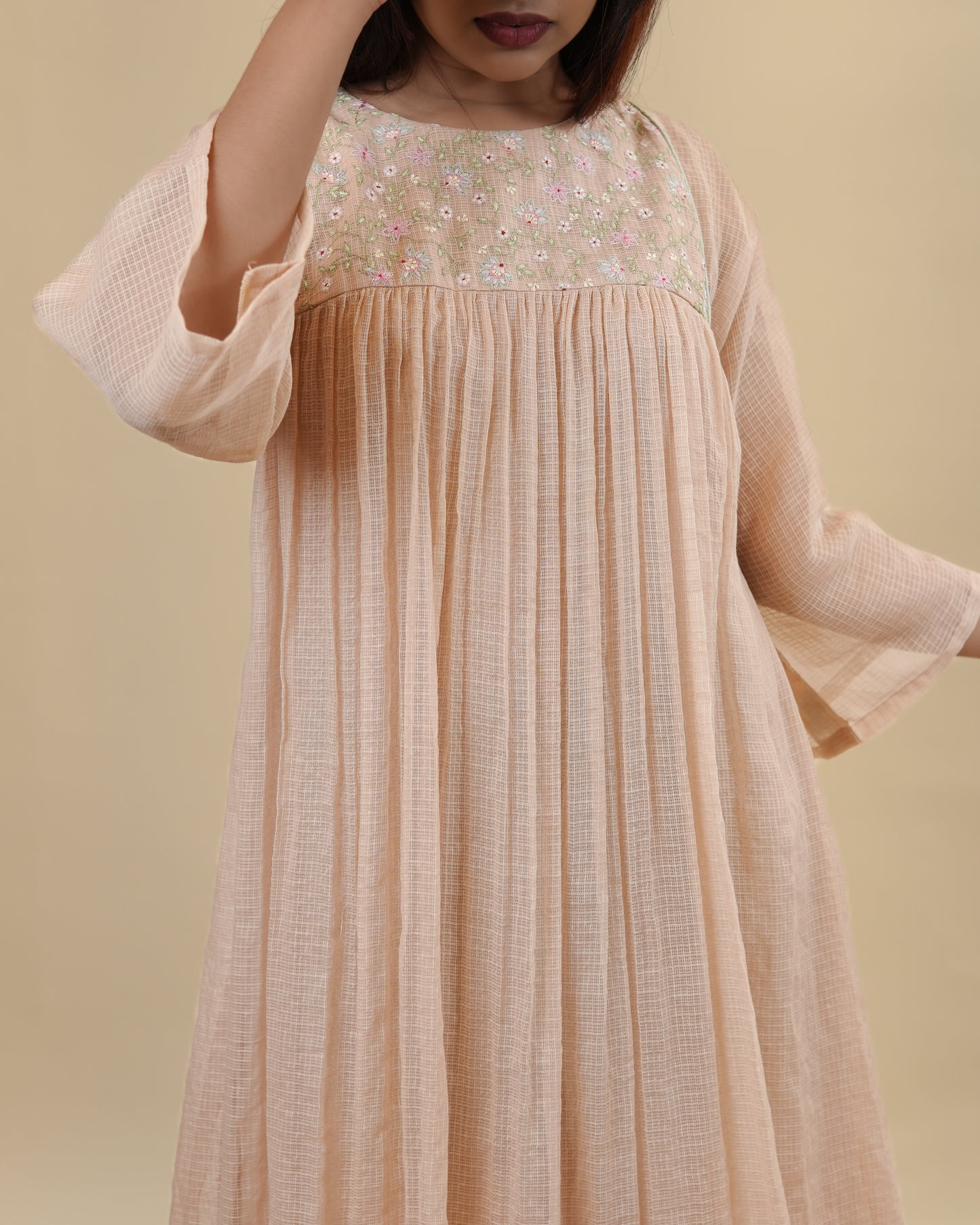 Pastel pink soft kota dress
