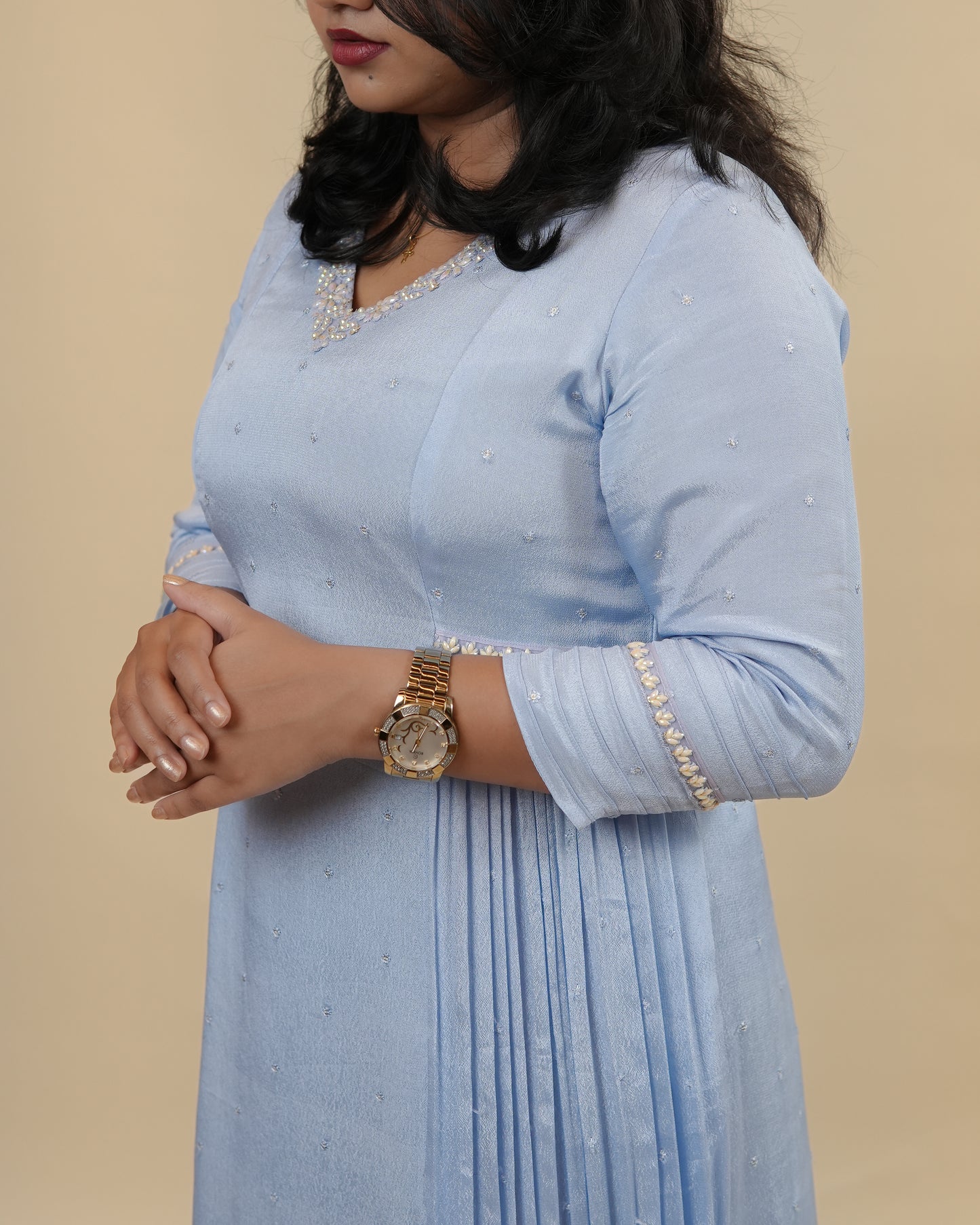 Light blue crepe georgette dress