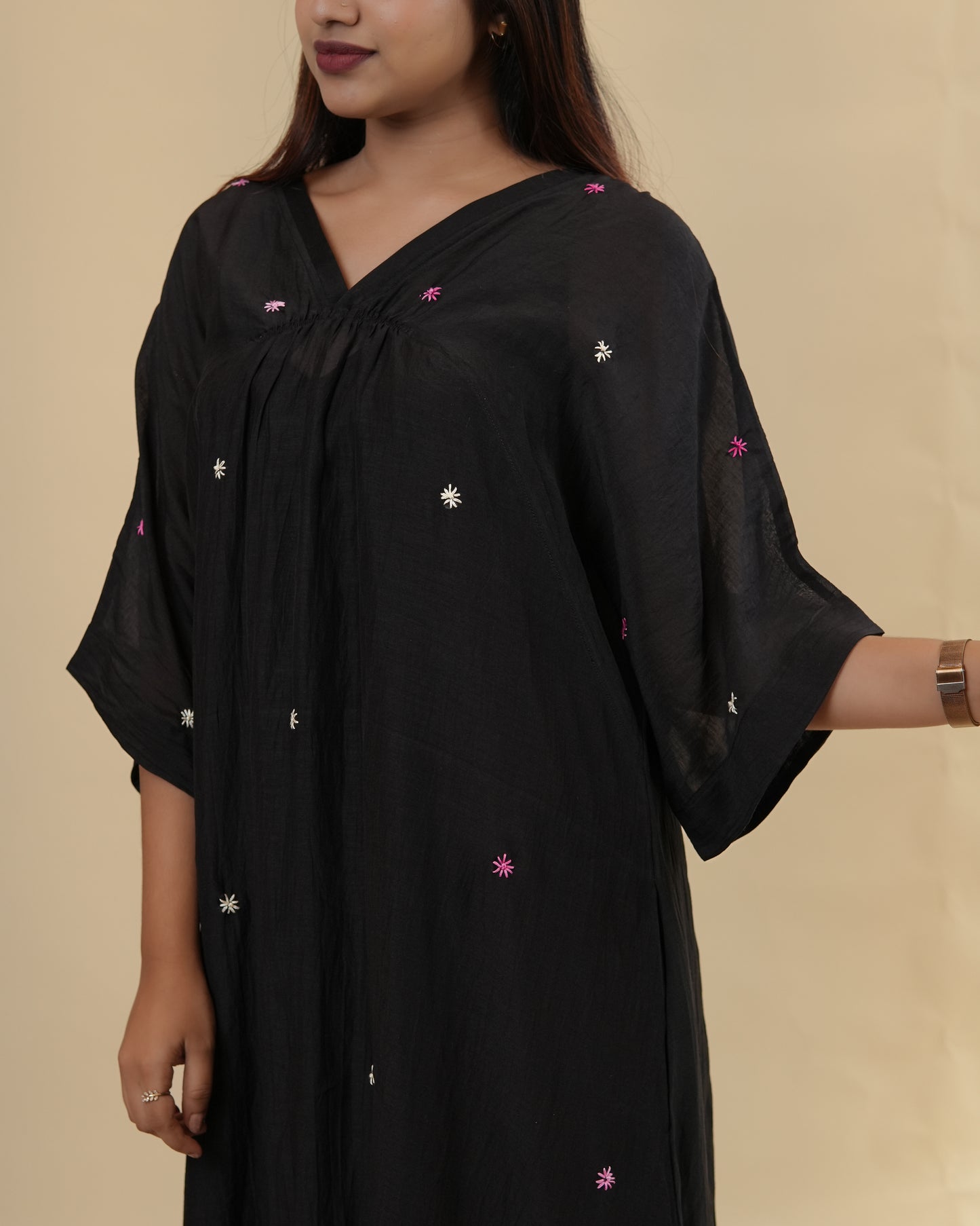 Elegant Black Embroidered Kaftan