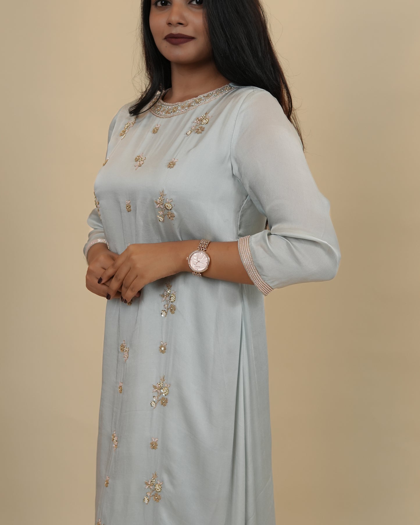 Elegant Blue Embroidered dress