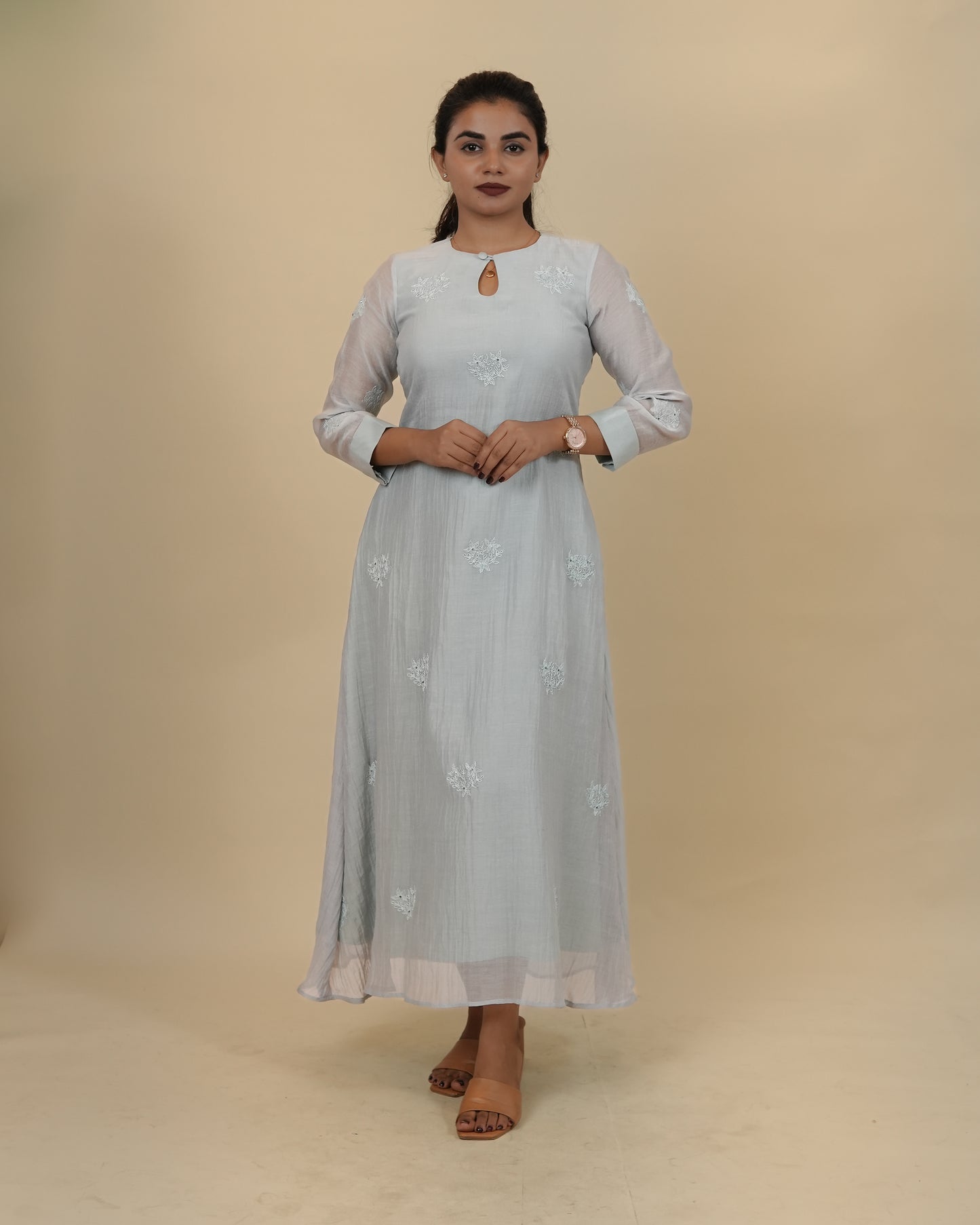 Powder blue Embroidered Dress