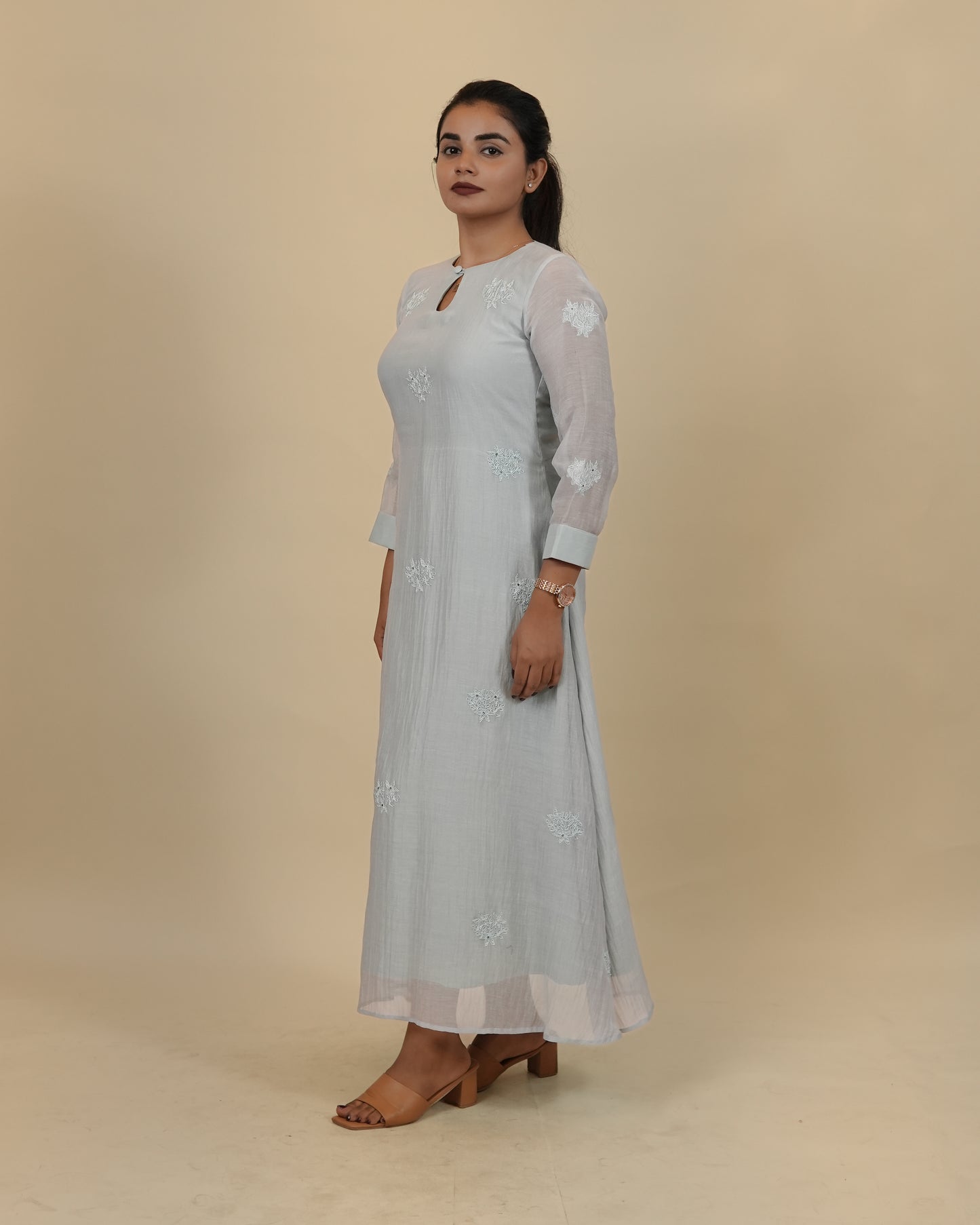 Powder blue Embroidered Dress
