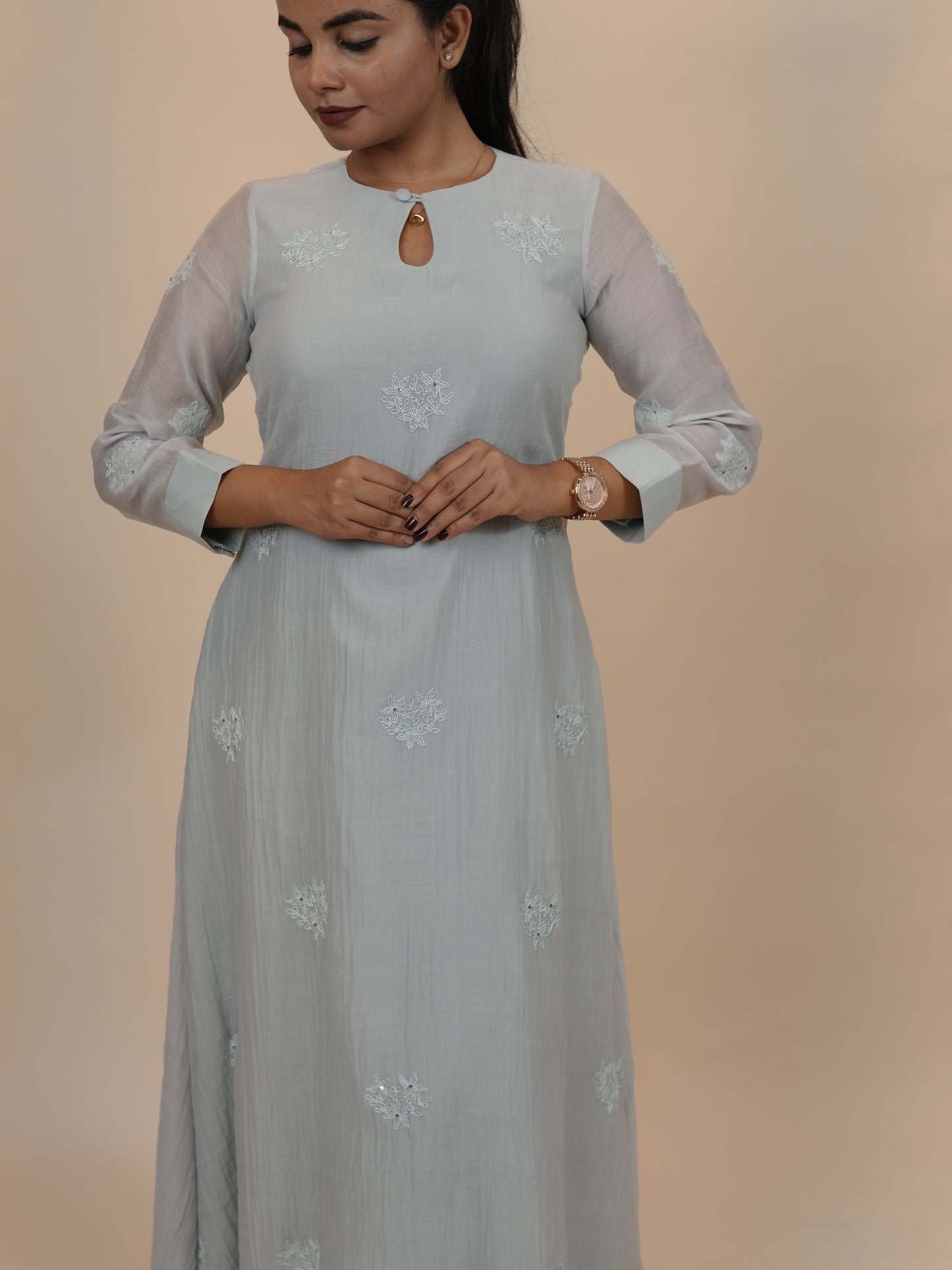 Powder blue Embroidered Dress