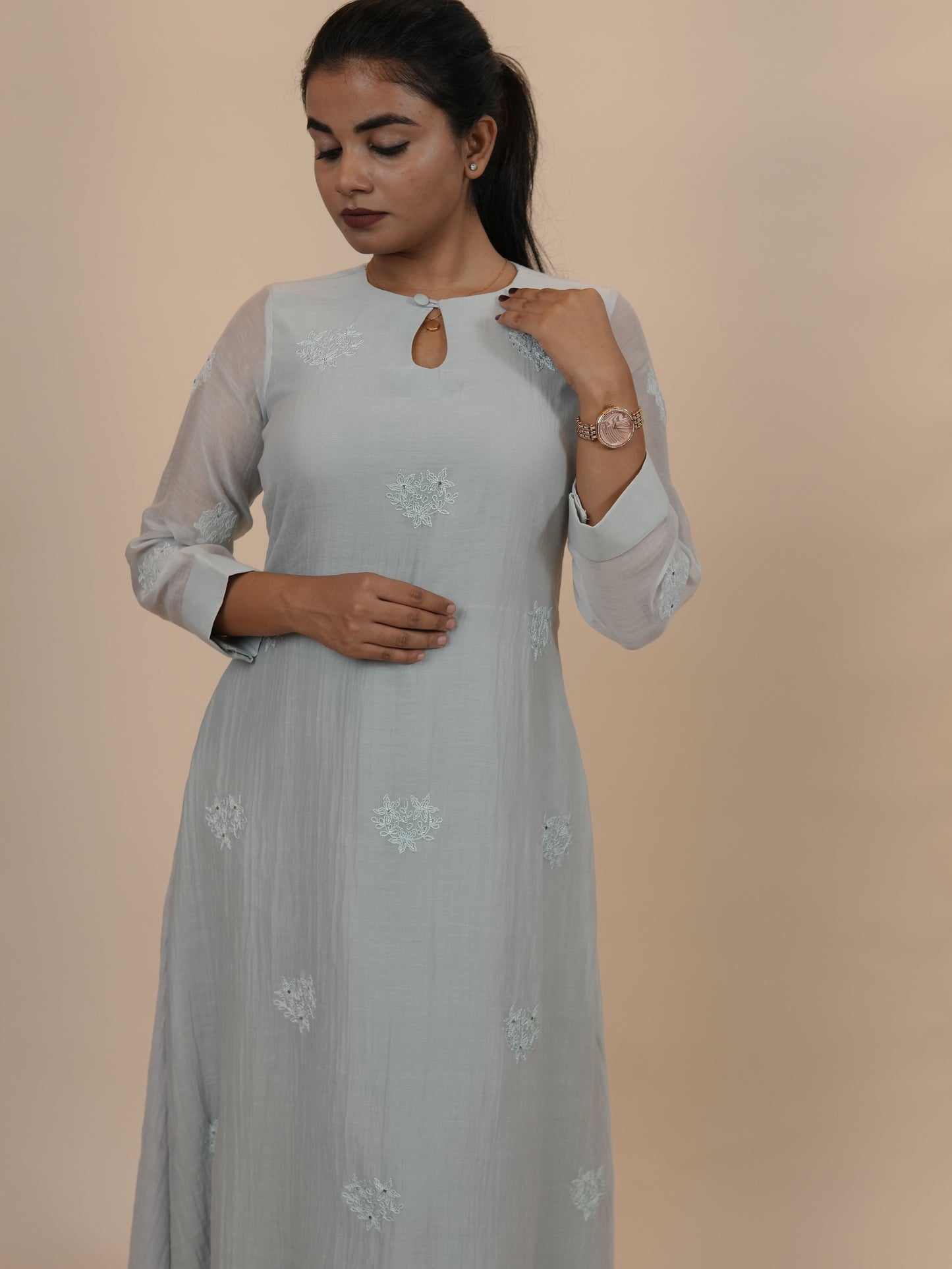 Powder blue Embroidered Dress