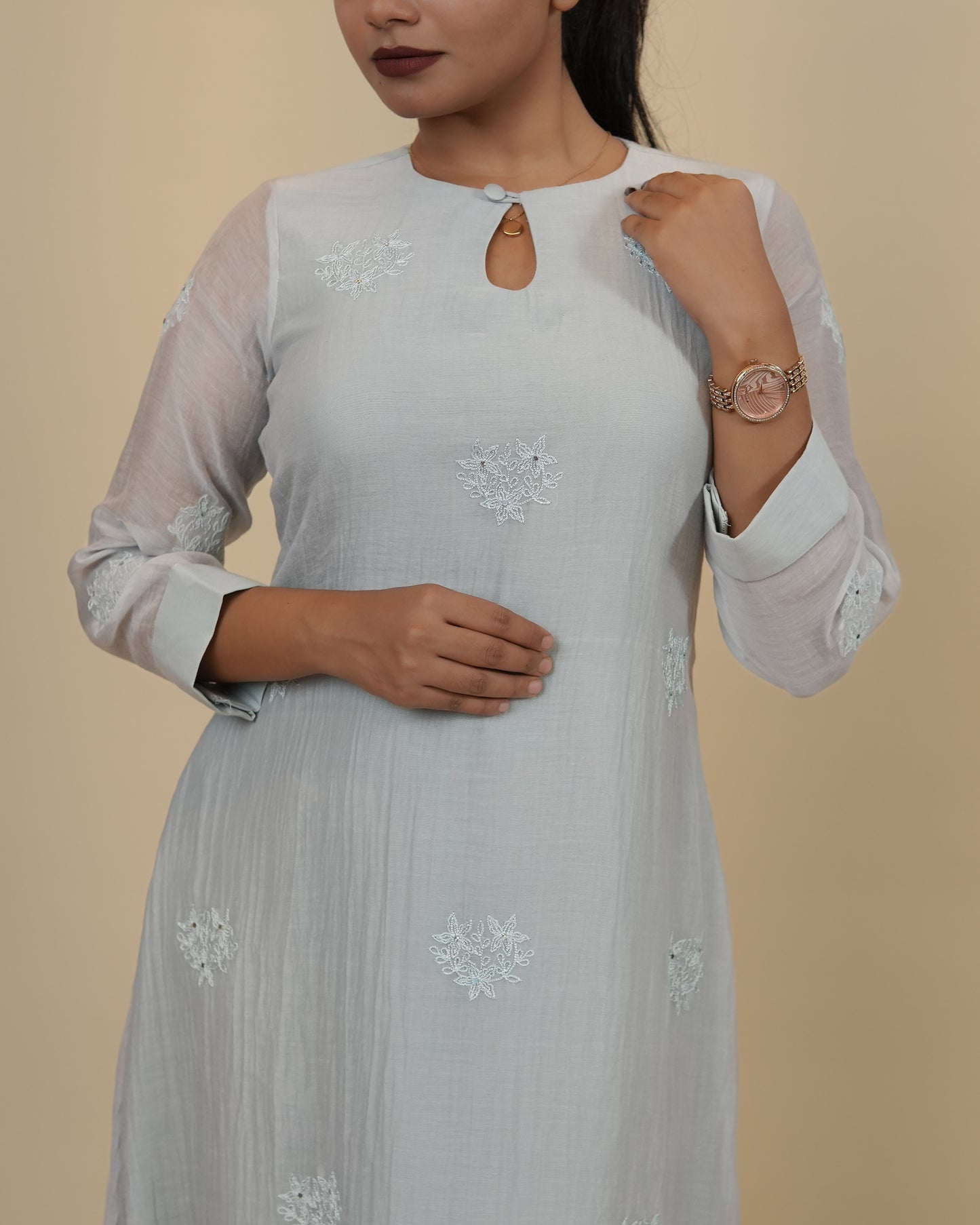 Powder blue Embroidered Dress
