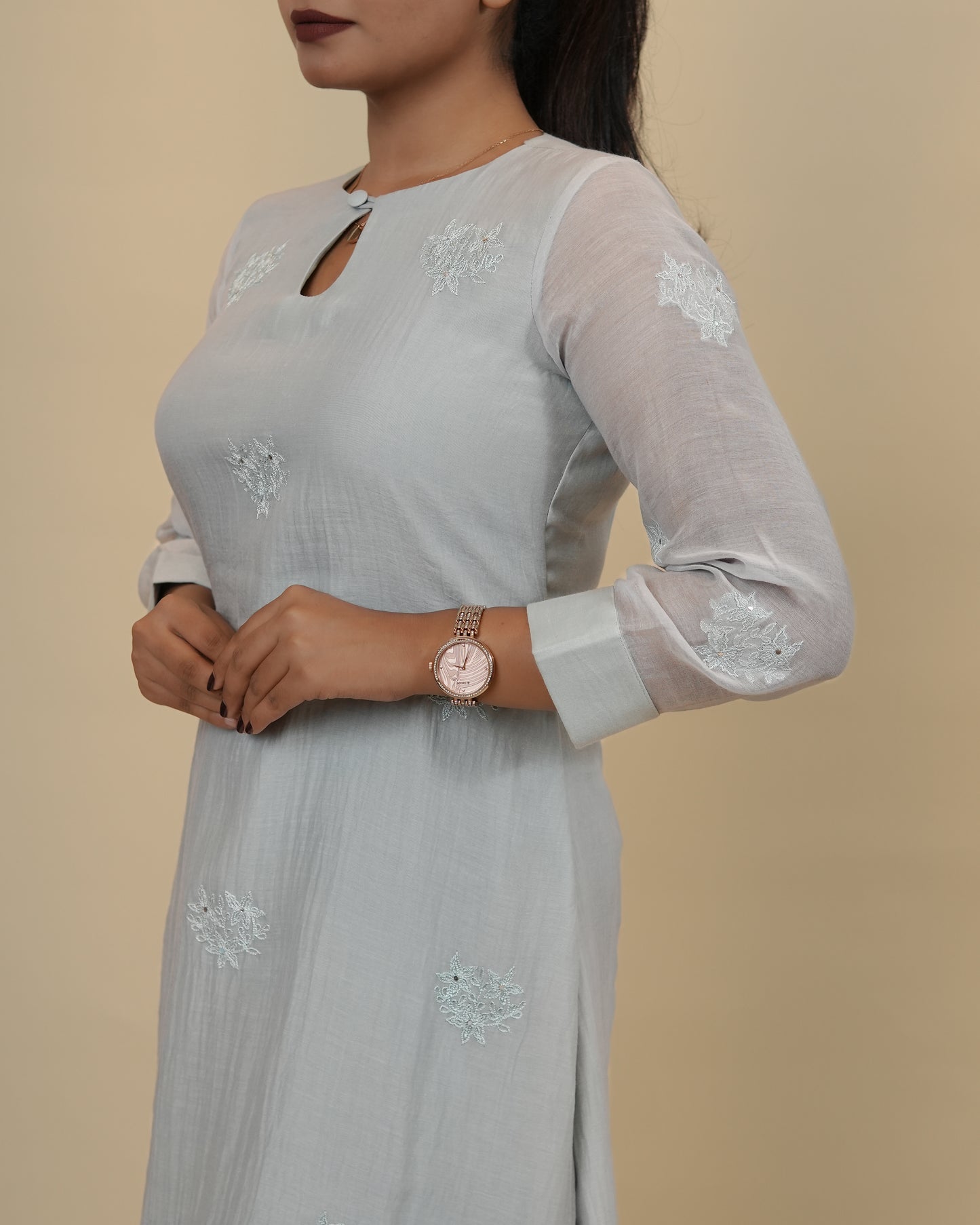 Powder blue Embroidered Dress