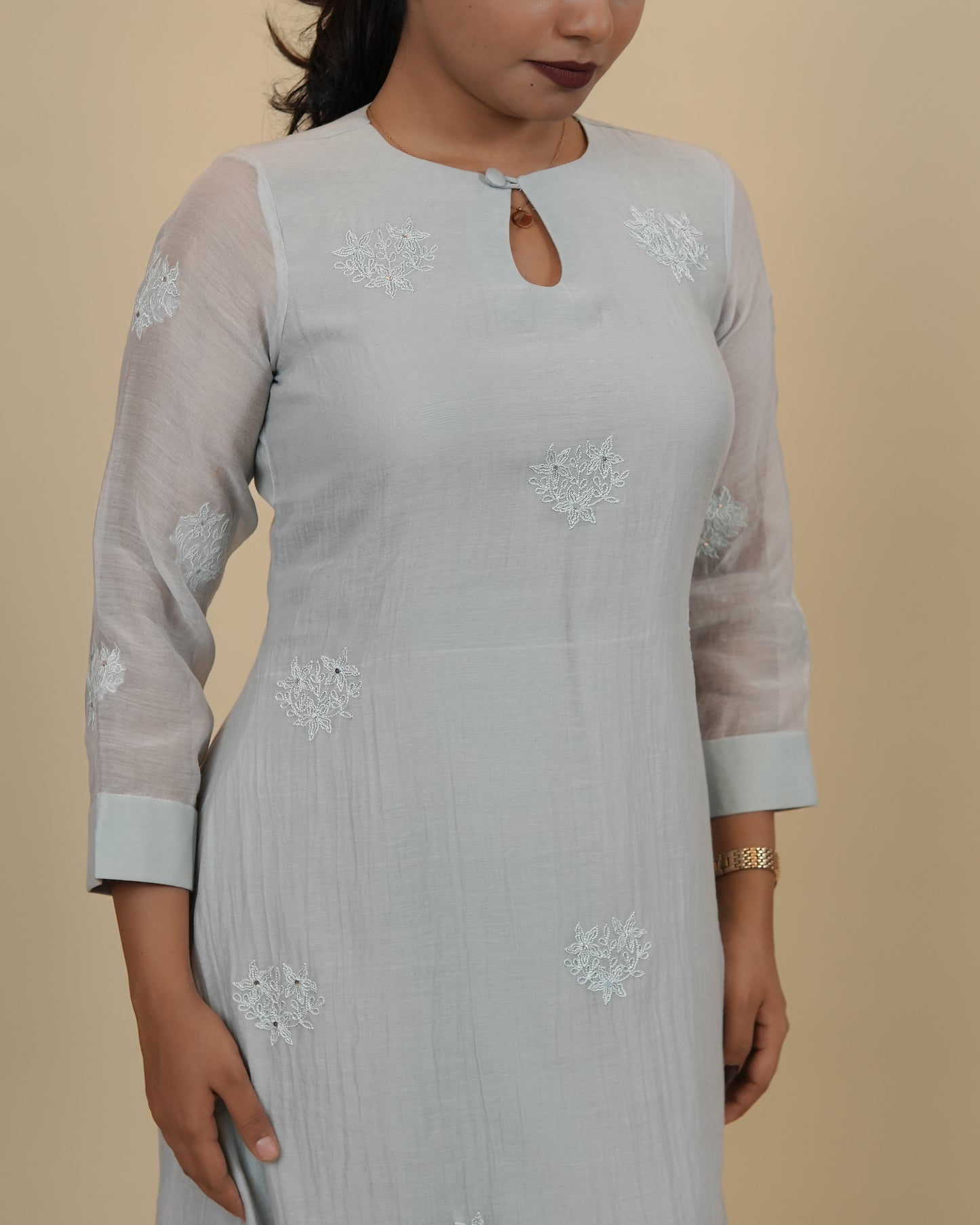 Powder blue Embroidered Dress