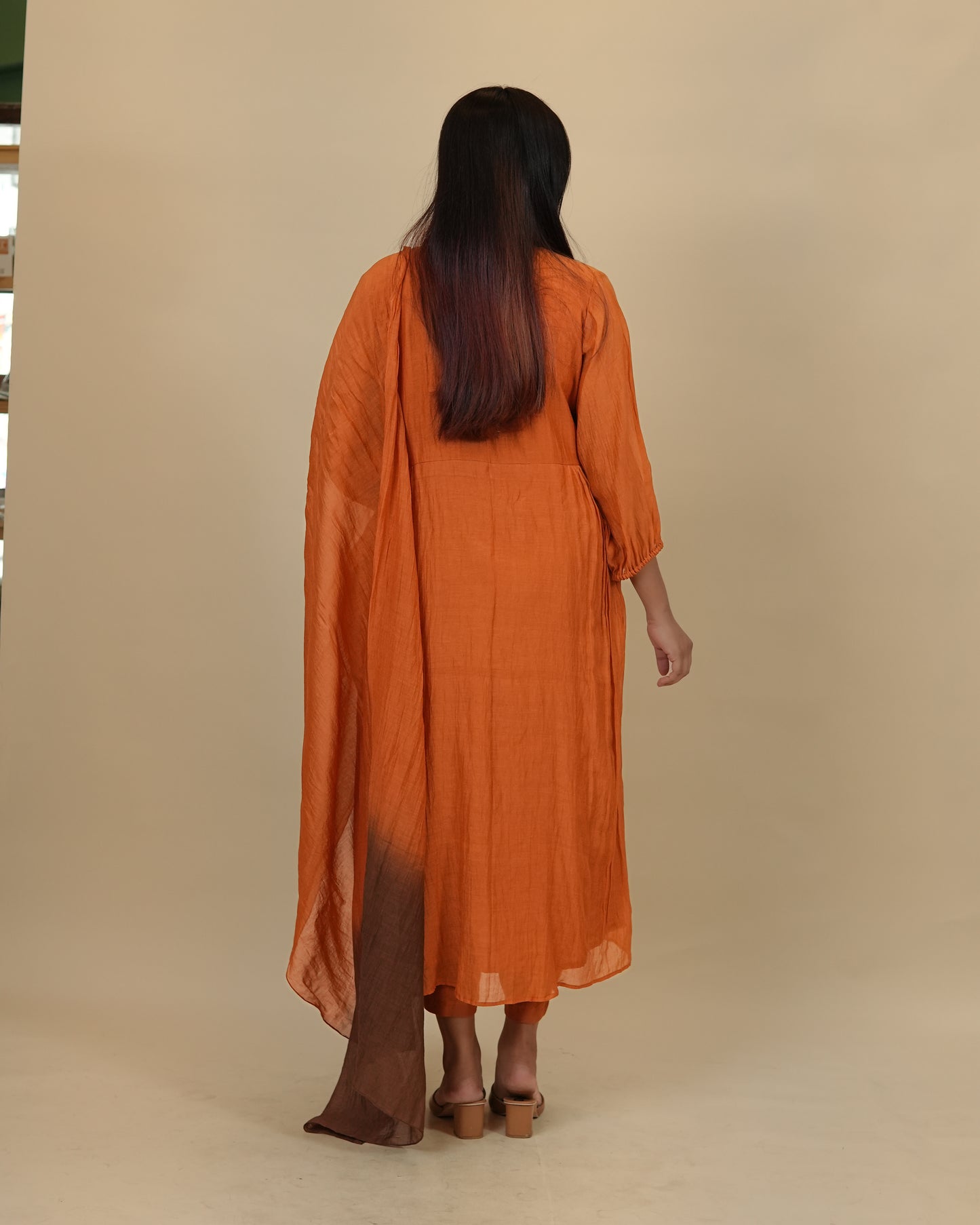 Elegant Orange Anarkali Suit