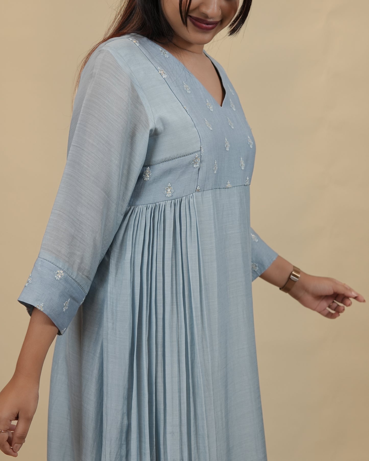Pastel Blue V neck dress