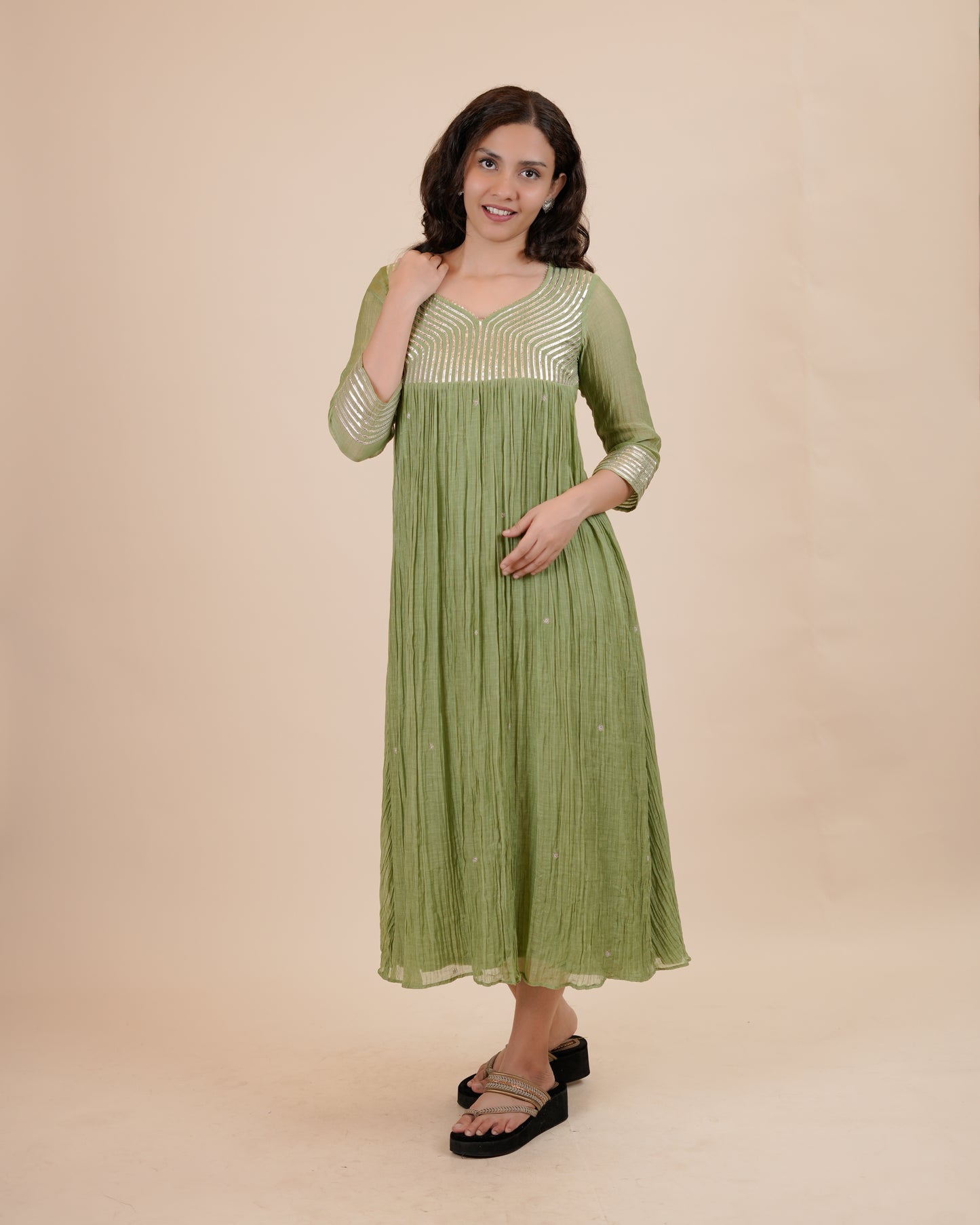 Green with lace Dress