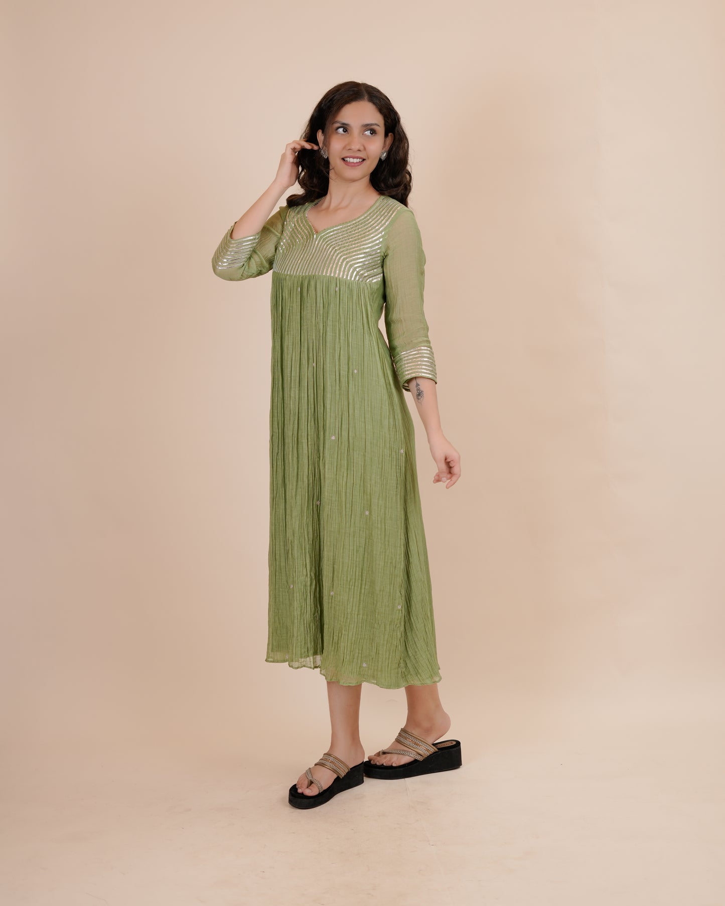 Green with lace Dress