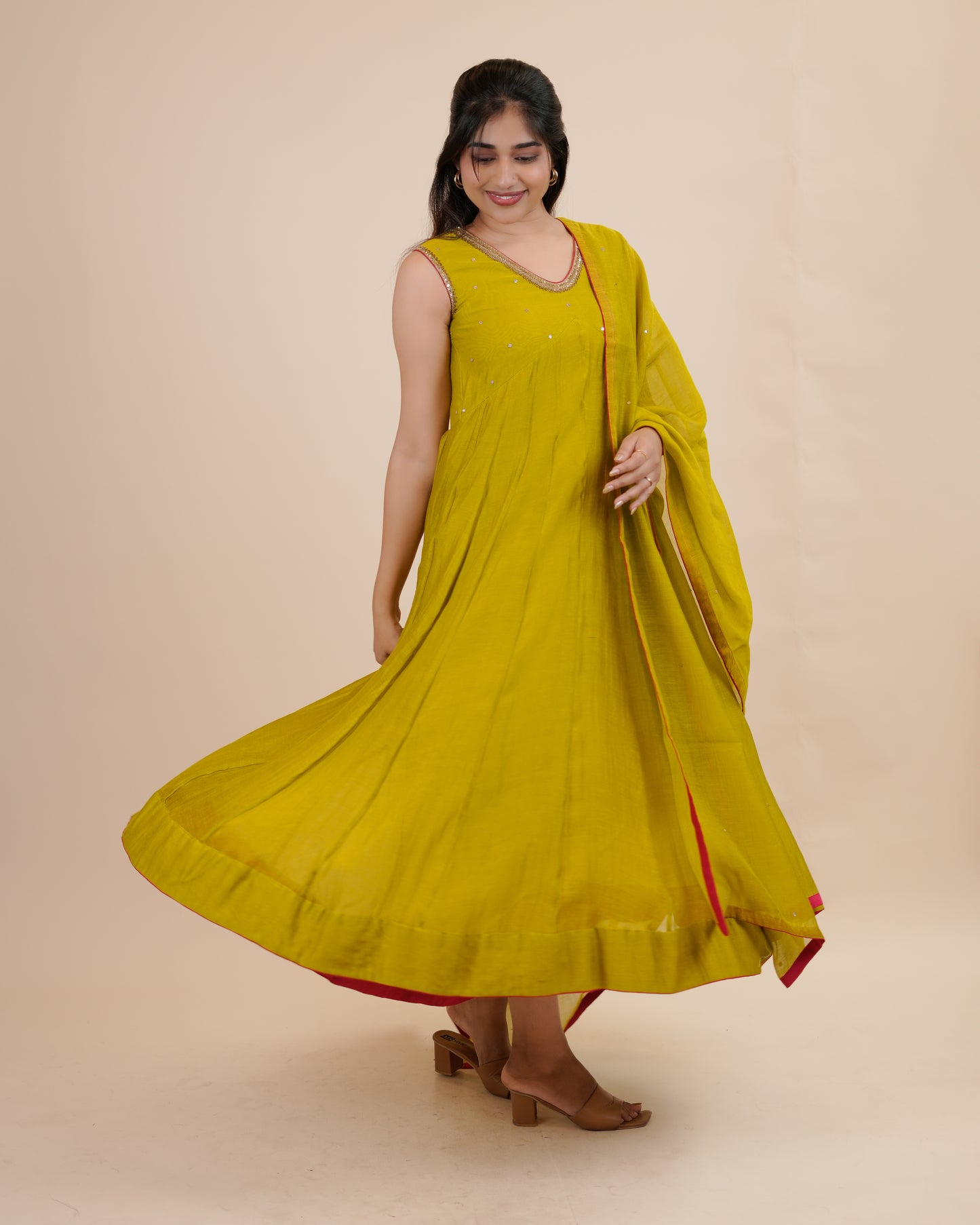 Elegant Green Anarkali with dupatta