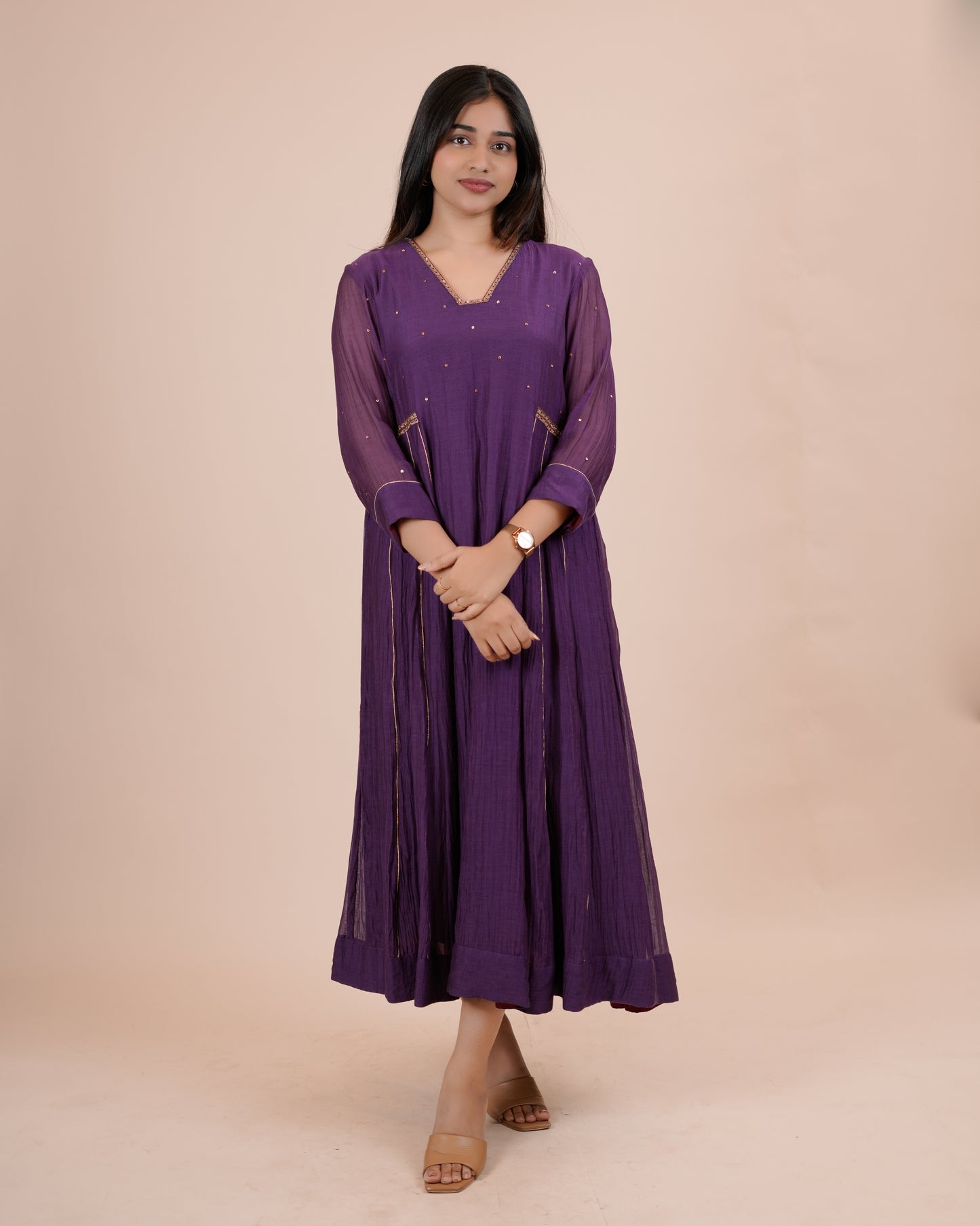 Elegant Purple Anarkali Dress