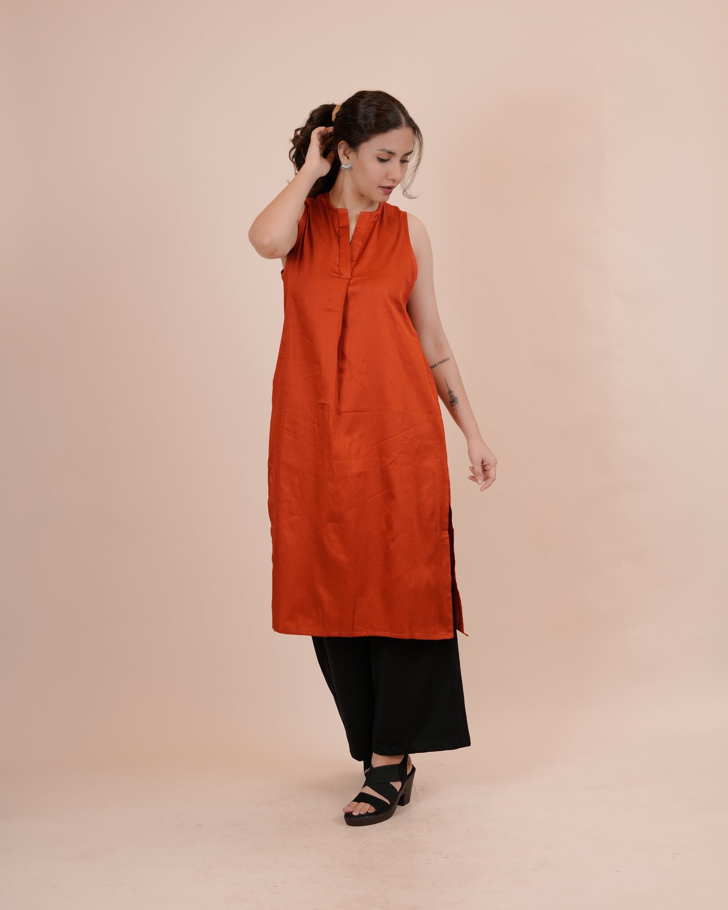 Elegant Red Midi Kurta