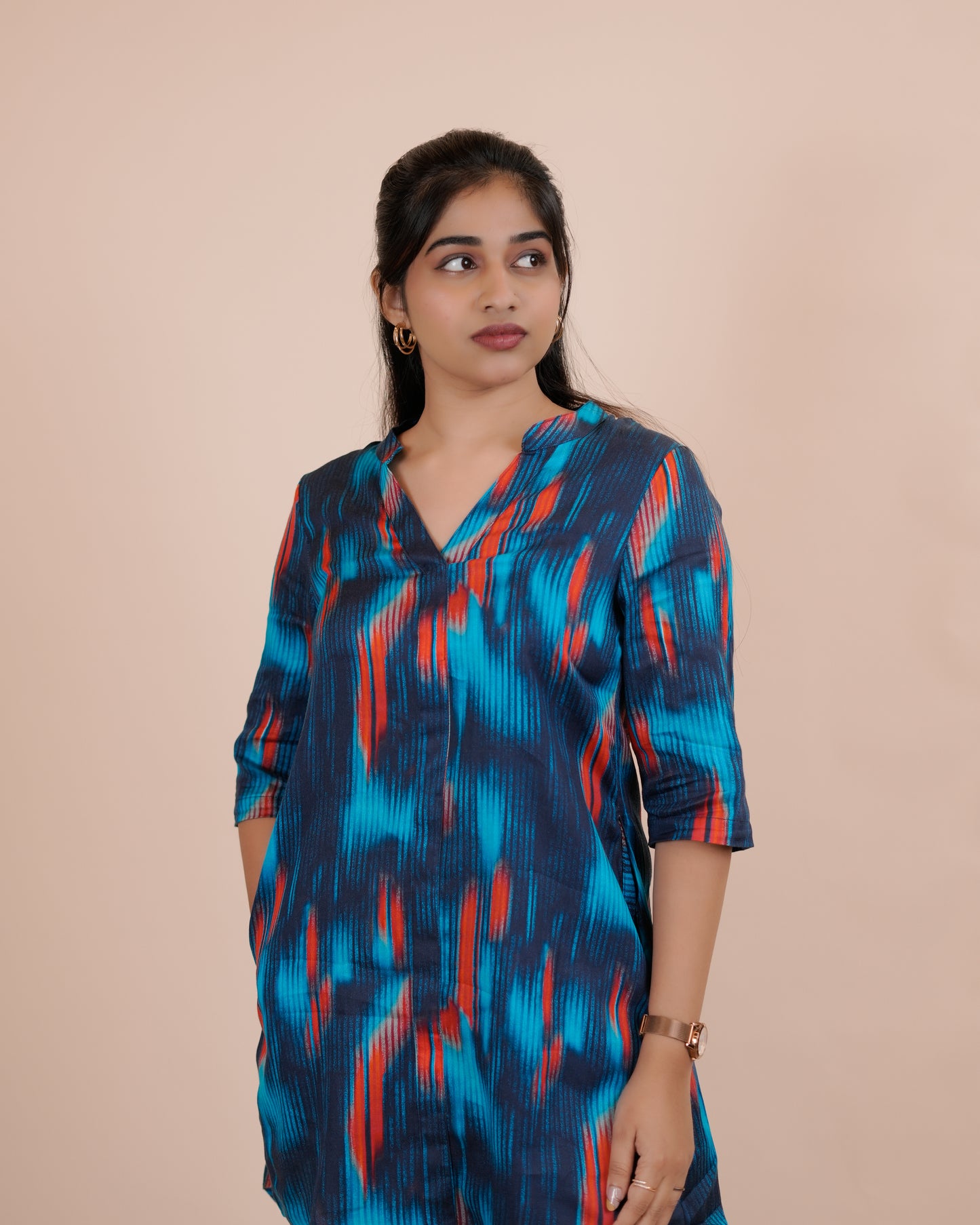 Vibrant Blue Floral Tunic Set