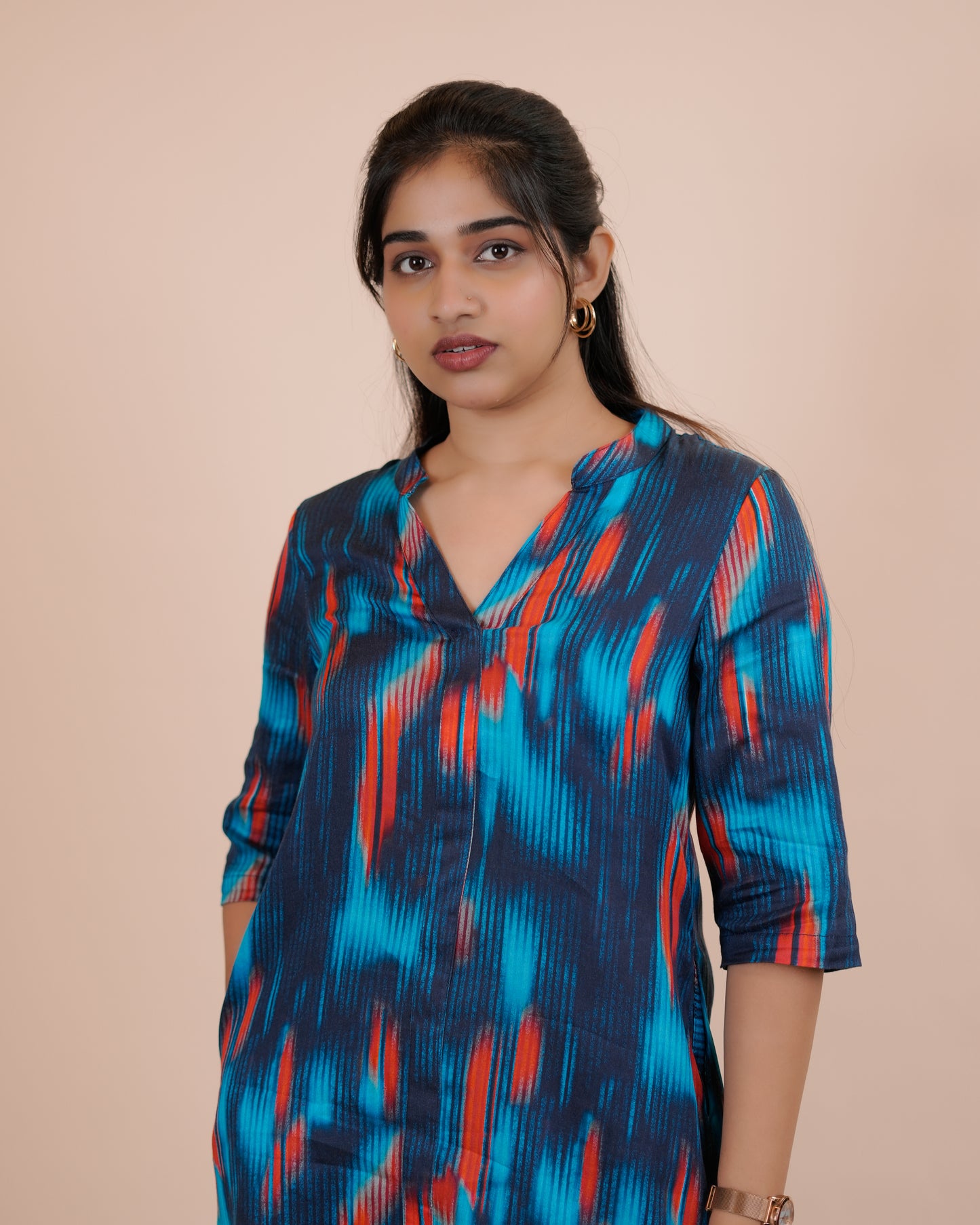 Vibrant Blue Floral Tunic Set