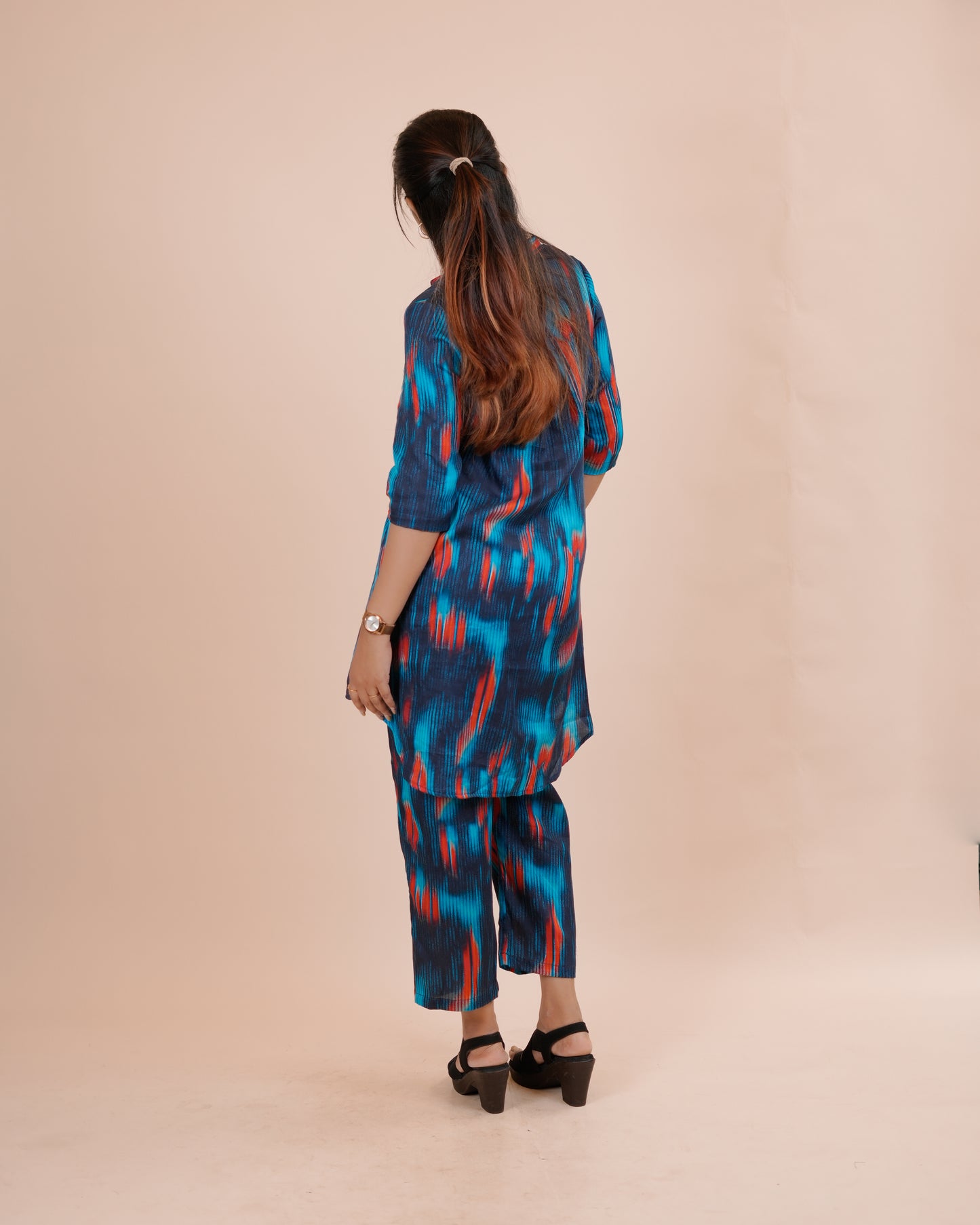 Vibrant Blue Floral Tunic Set