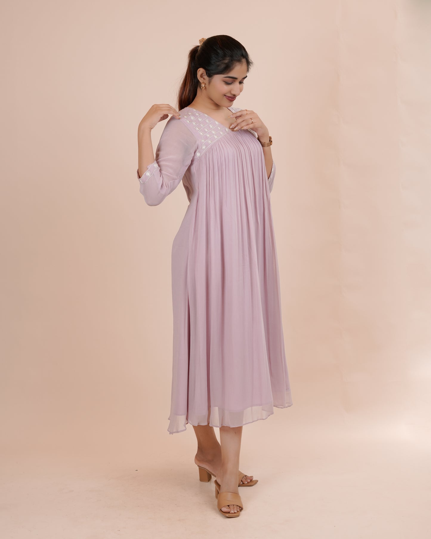 Lavender Flowy Maxi Dress