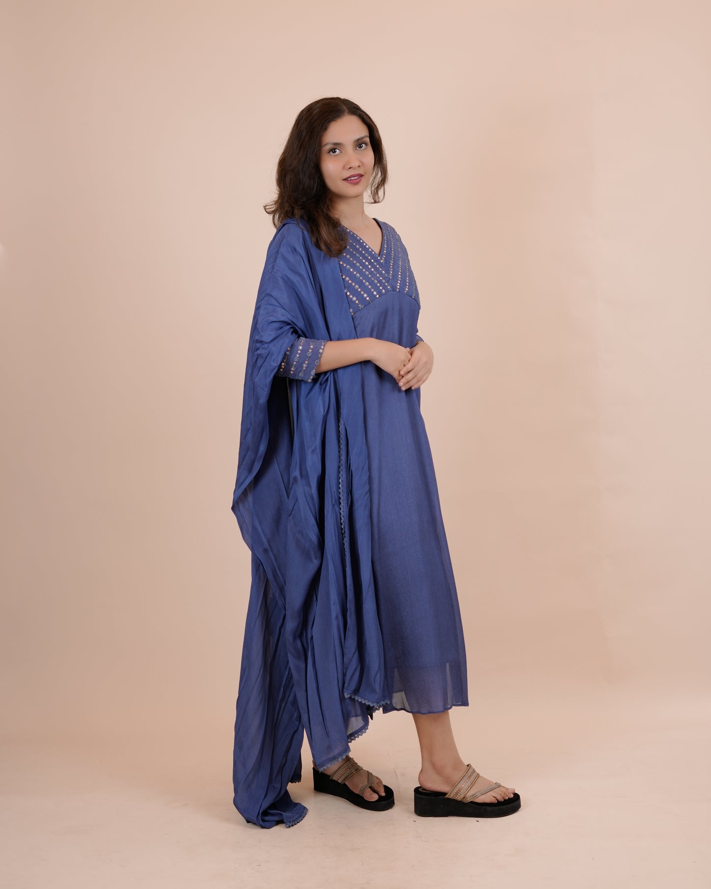 Elegant Blue Chiffon Kurta Set