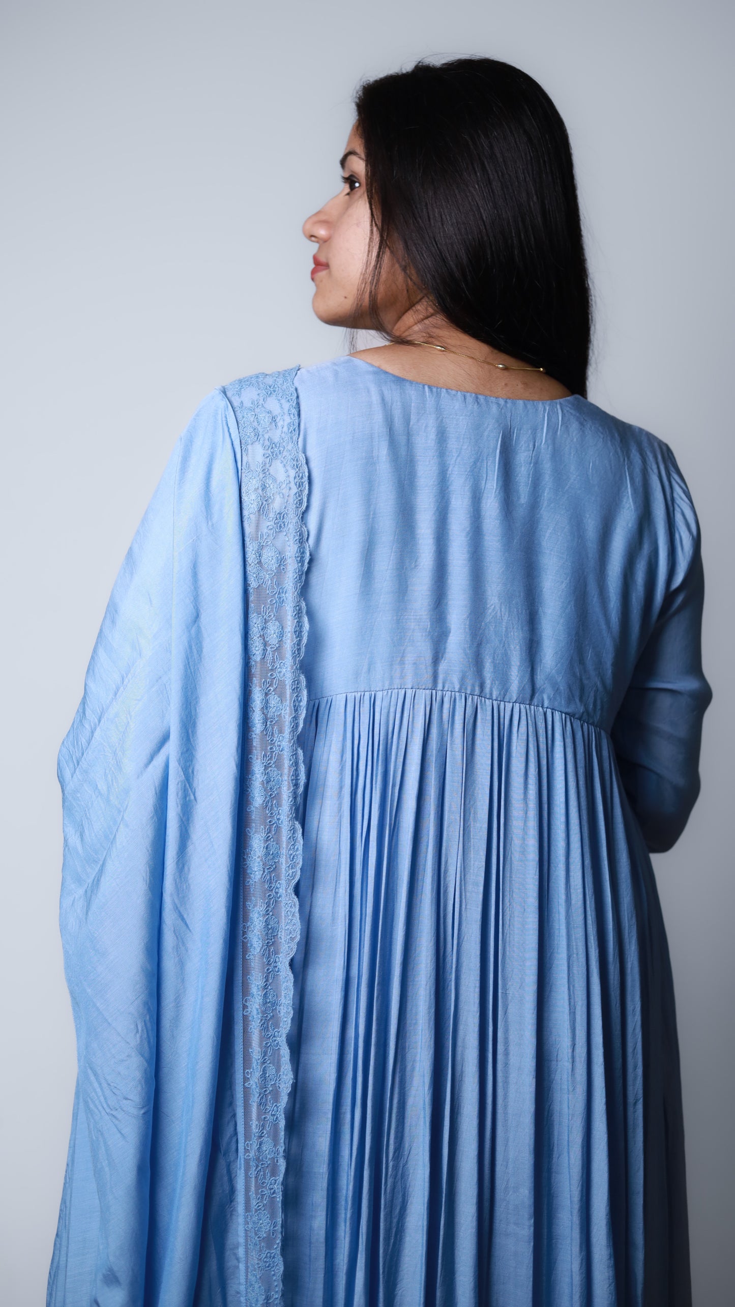 Elegant Blue Dress with lace