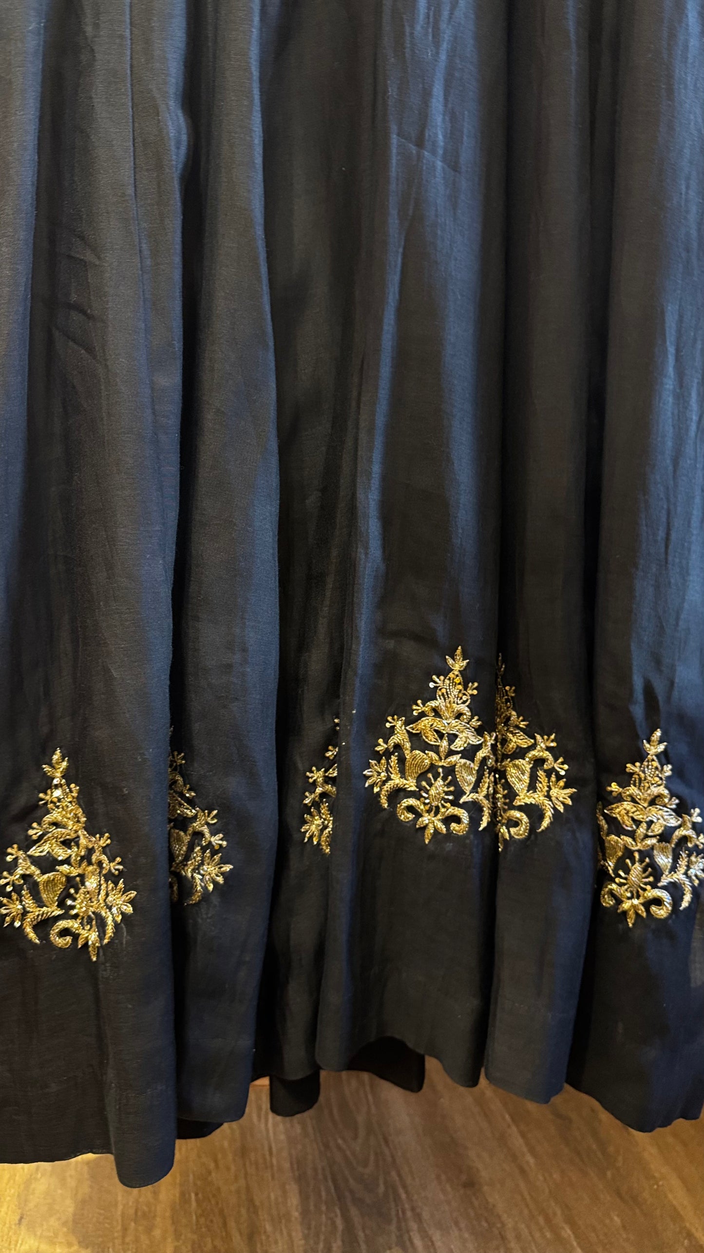 Black with elegant hand embroidery