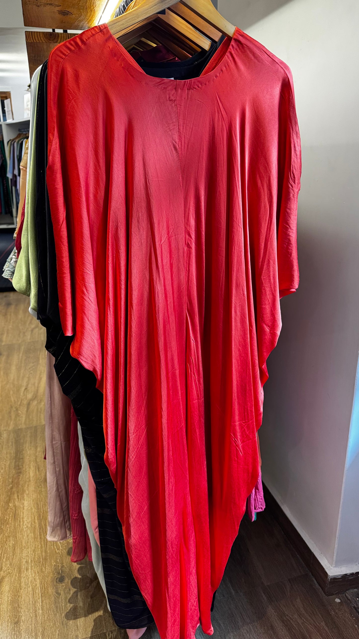 Orange cowl Kaftan with slip size M