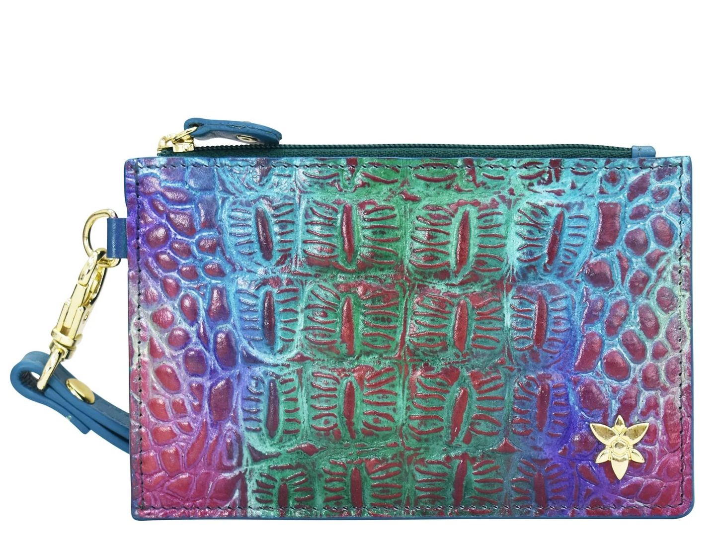 Genuine Leather | Organized Essentials with Anuschka Croc Embossed Daydream Card Holder