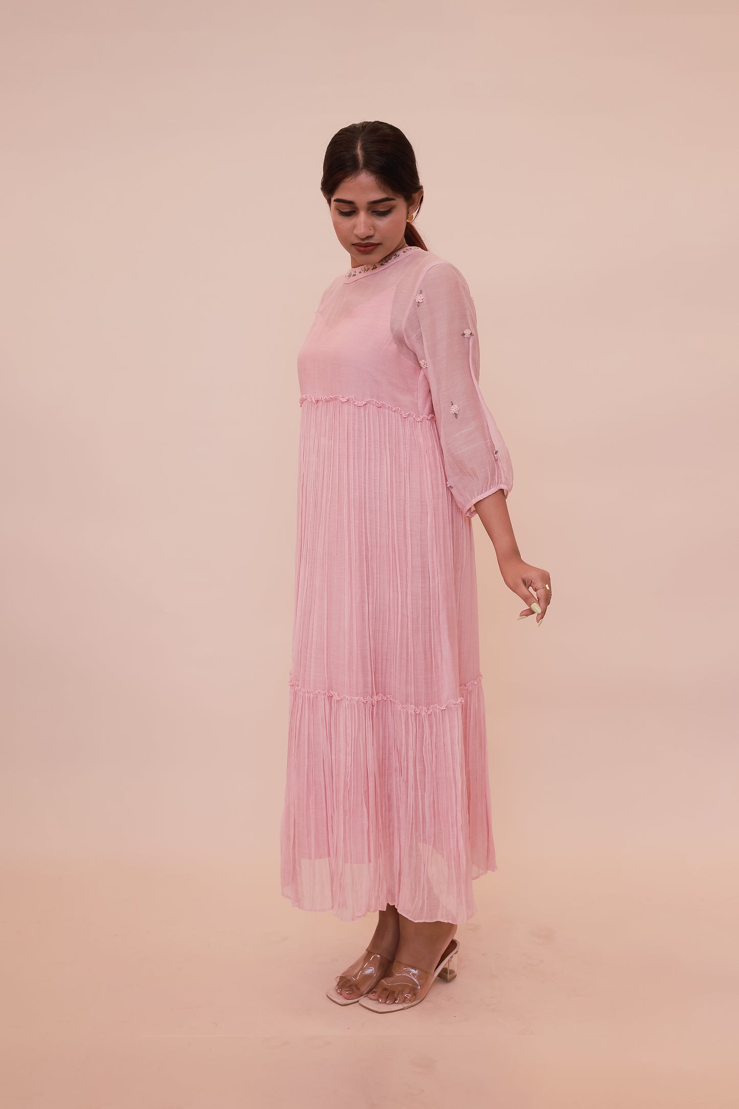 Pastel pink tier dress