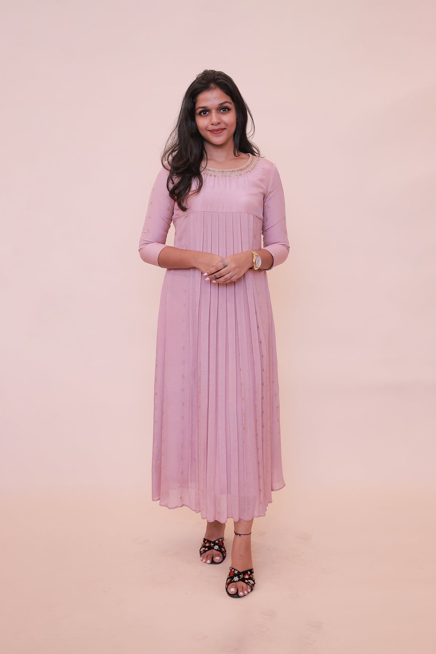 Pastel pink georgette dress