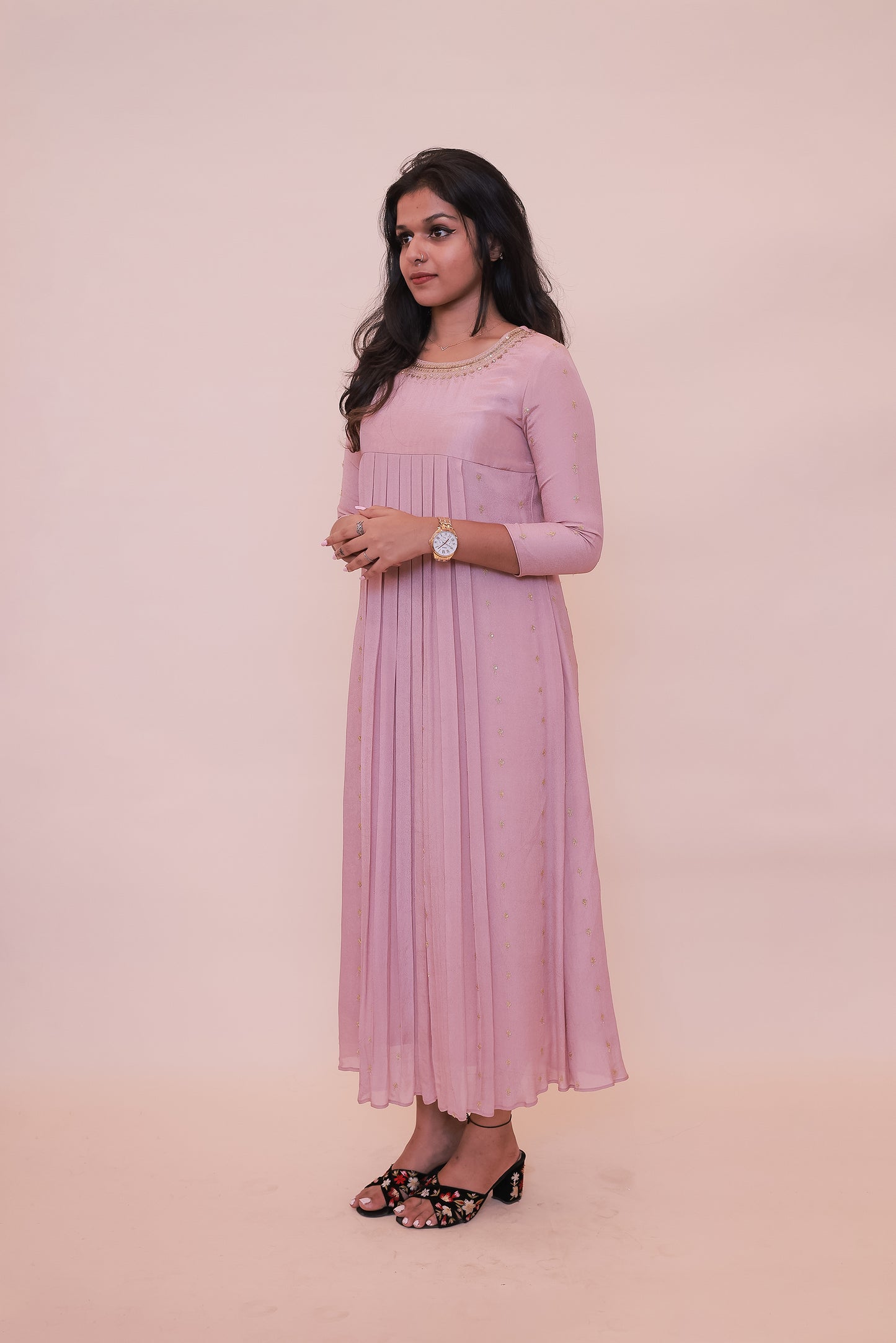 Pastel pink georgette dress