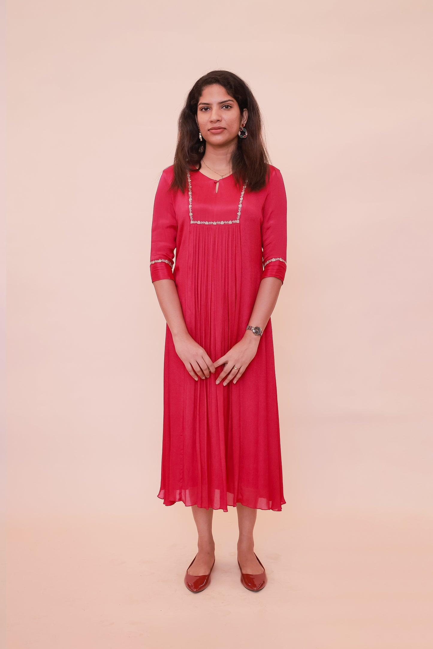 Rani pink crepe georgette dress