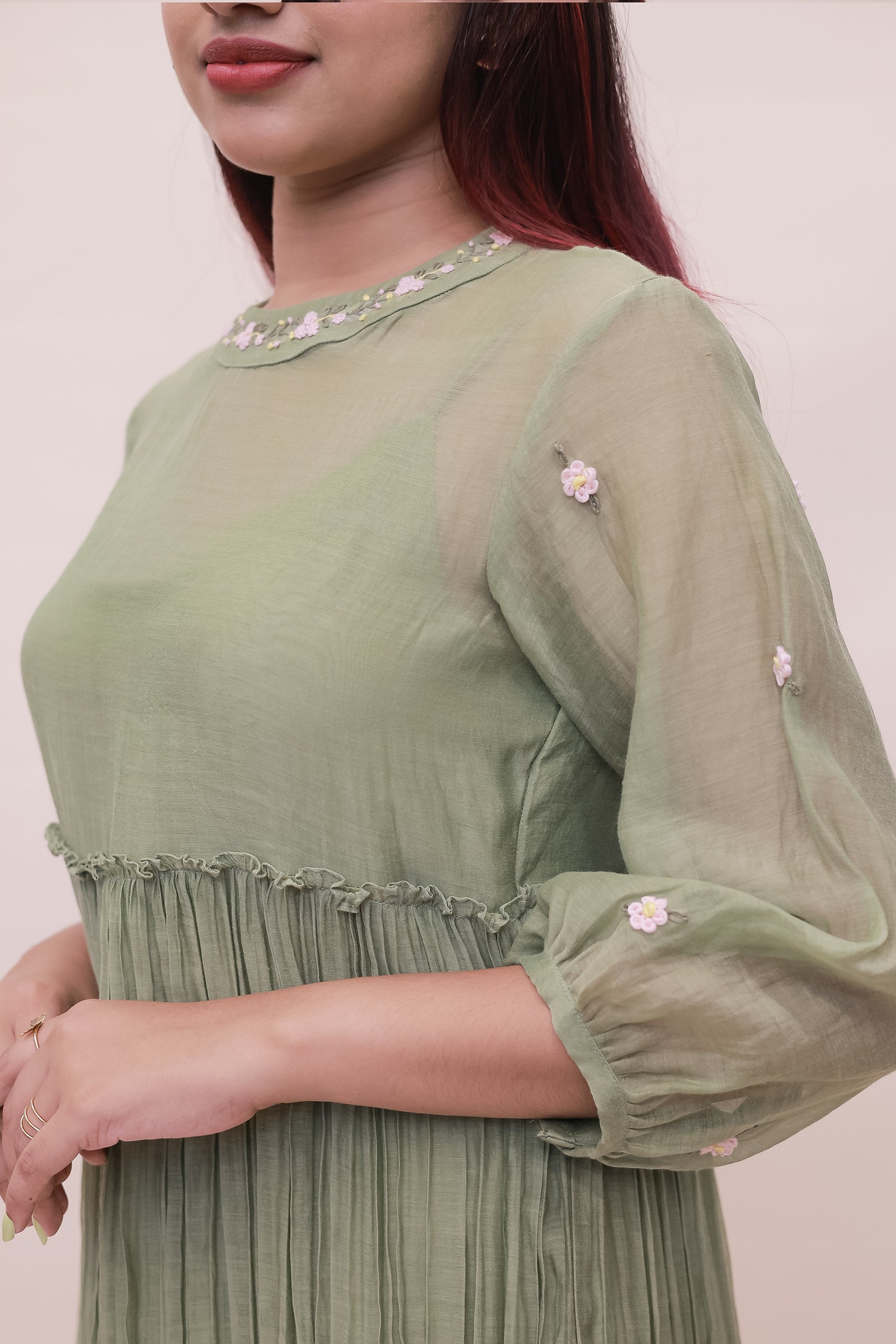 Pastel green tier dress