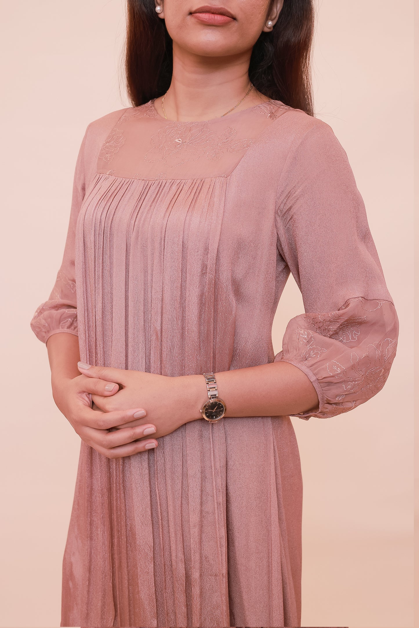 Dust pink Crepe Georgette dress
