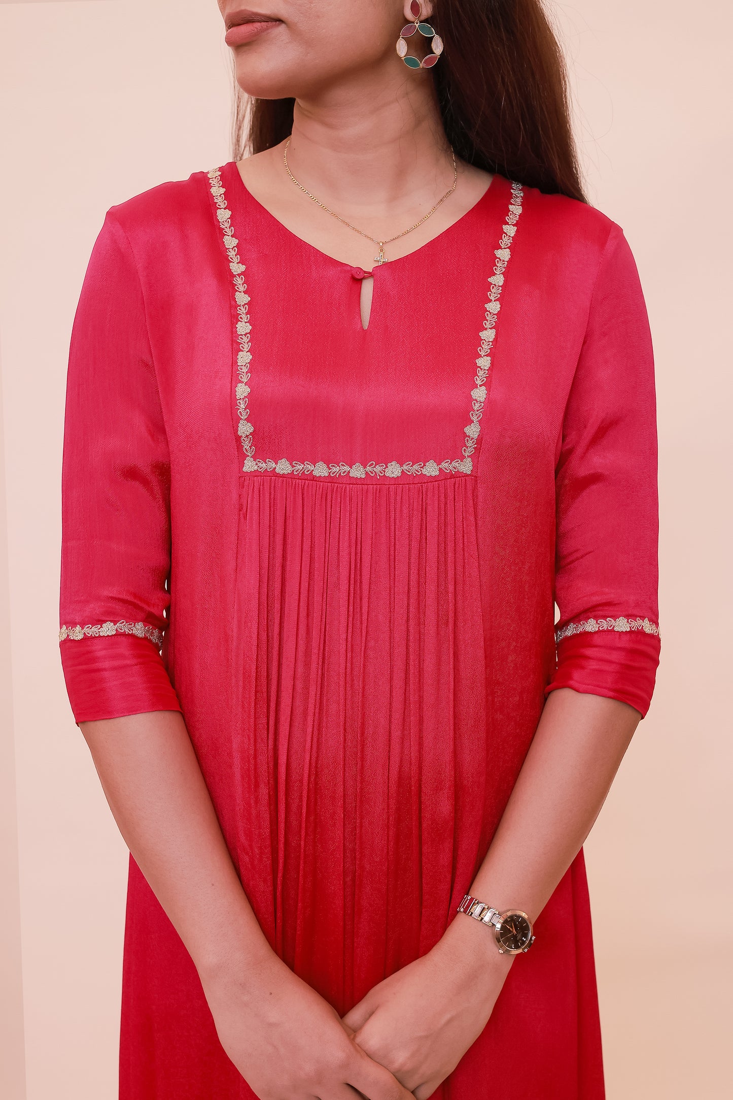 Rani pink crepe georgette dress
