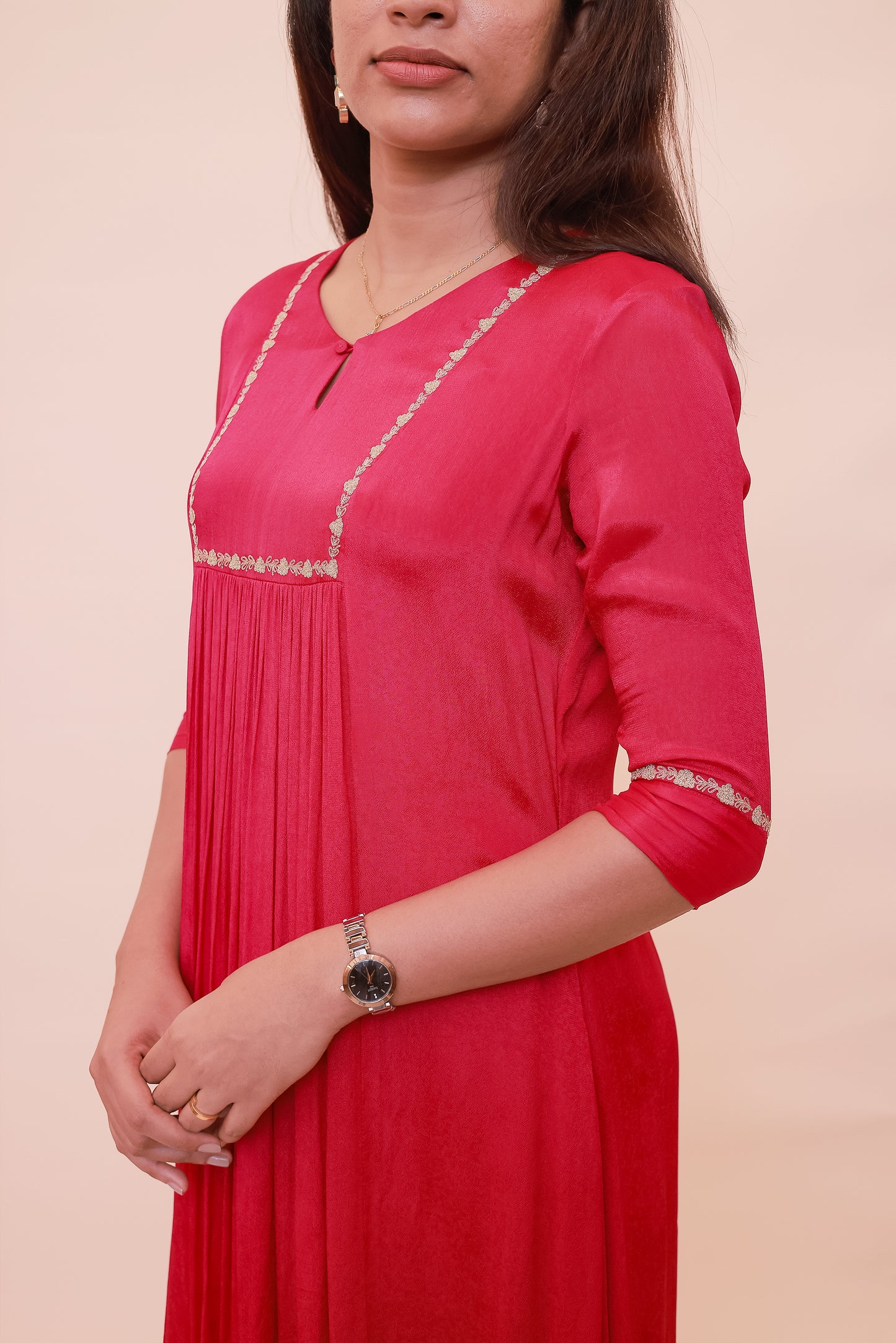 Rani pink crepe georgette dress