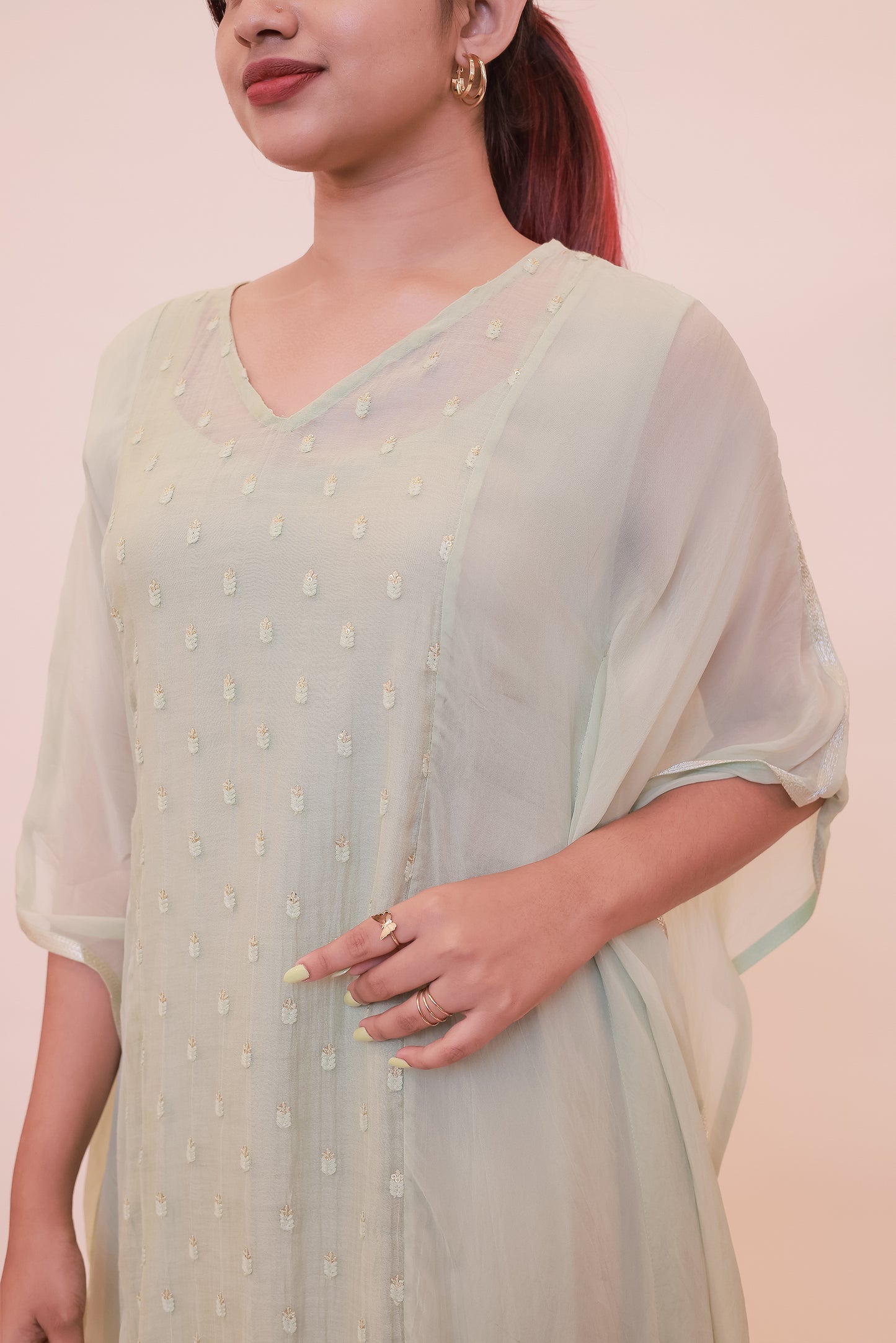 Pastel green kaftan