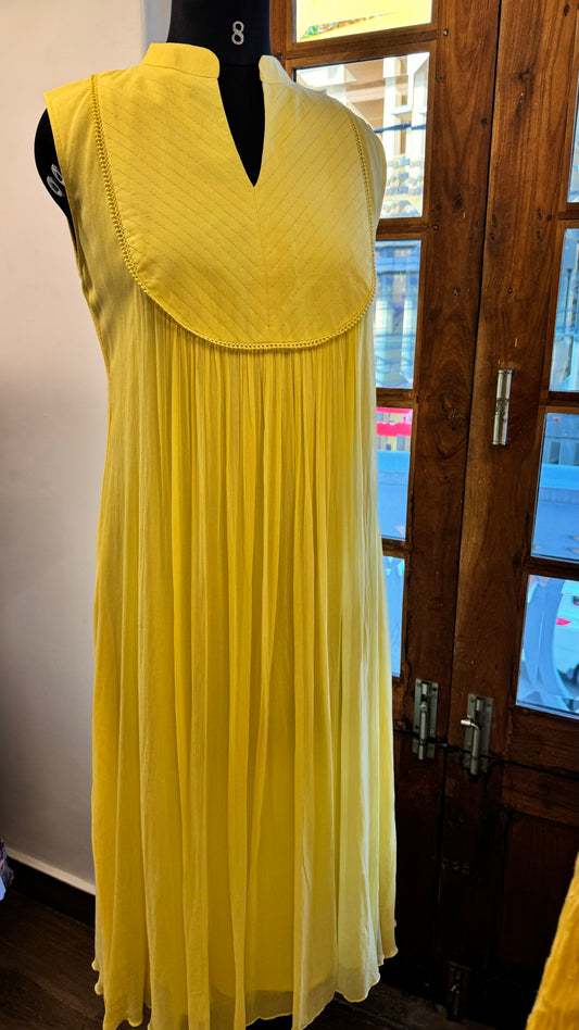 Yellow crepe georgette dress