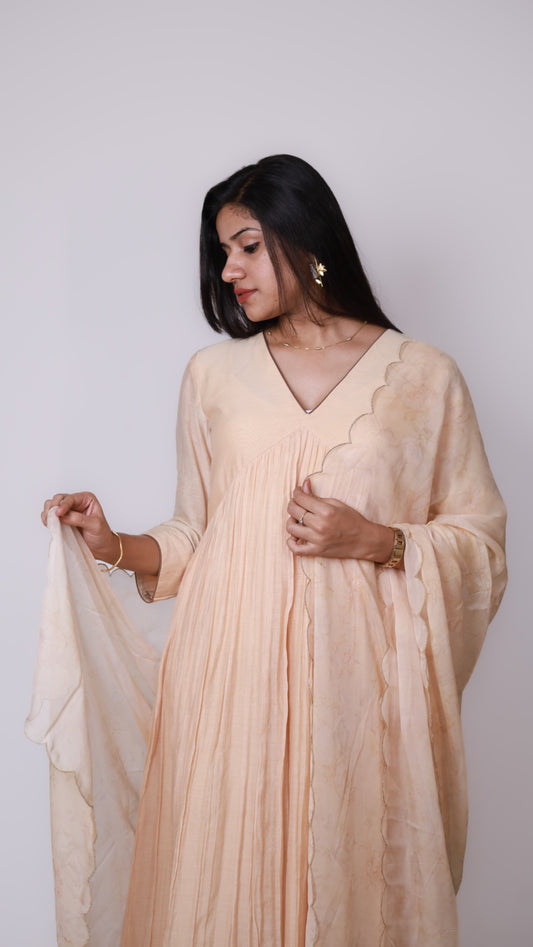 Peach dress with dupatta