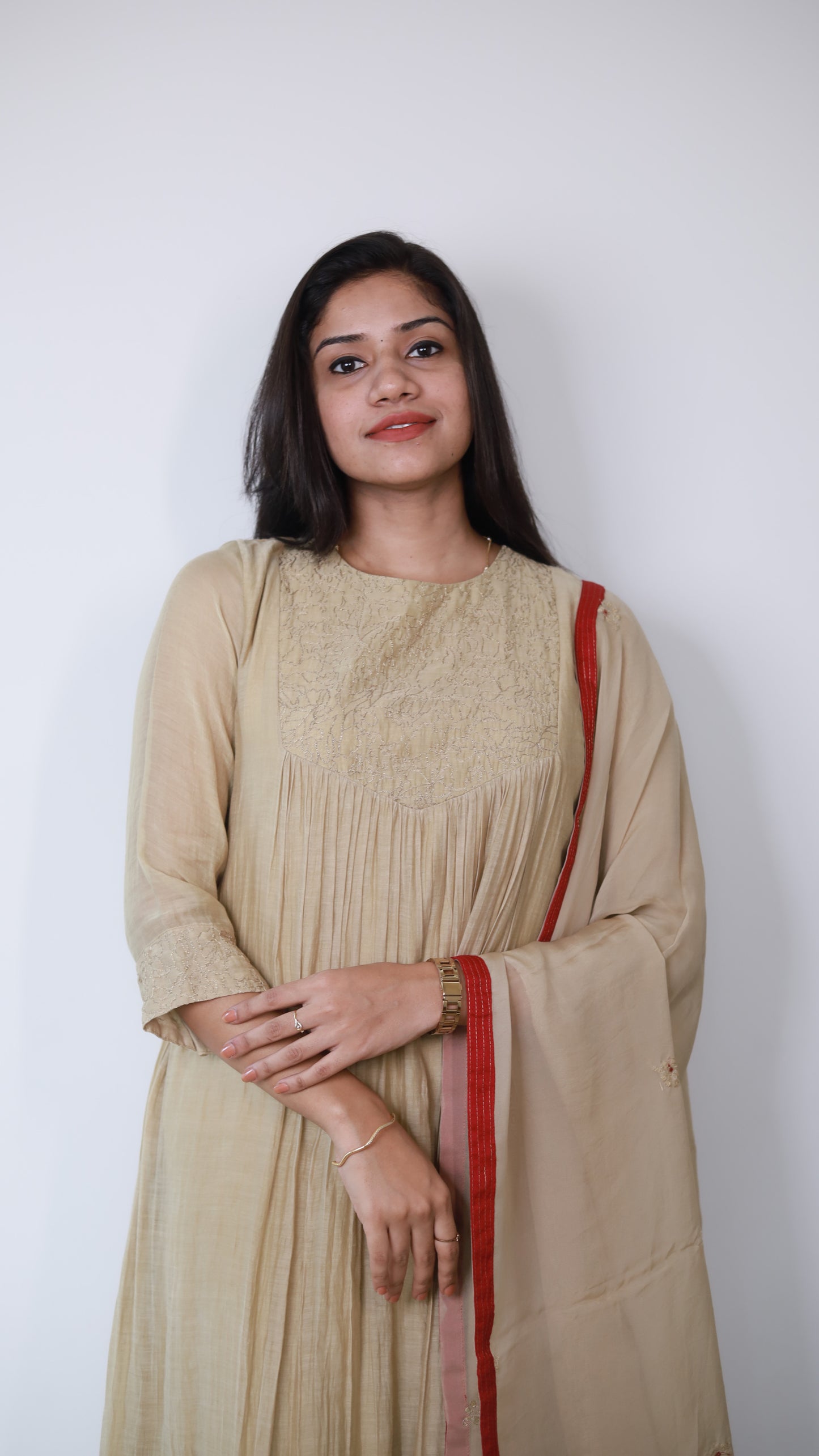 Gold Malai Chanderi full set party wear