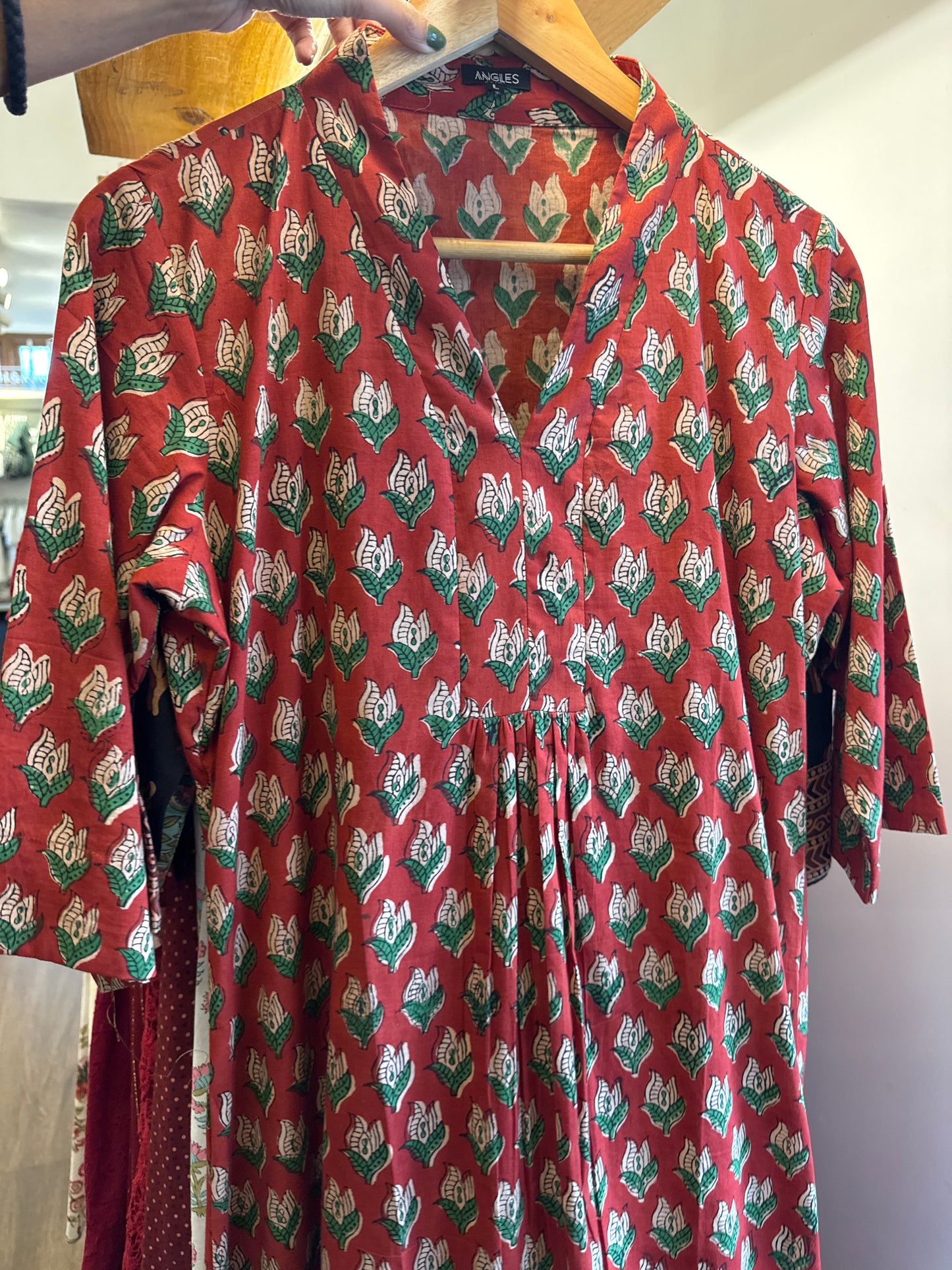 Red floral cotton dress chest size 42