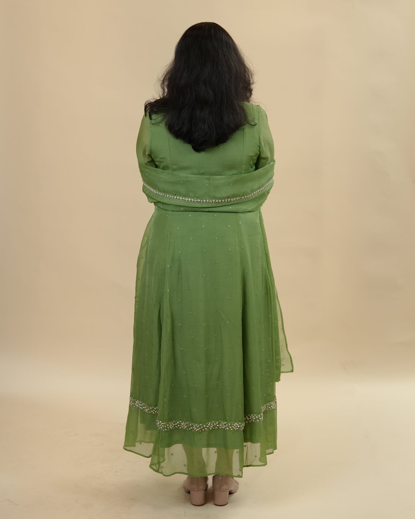 Green organza dress