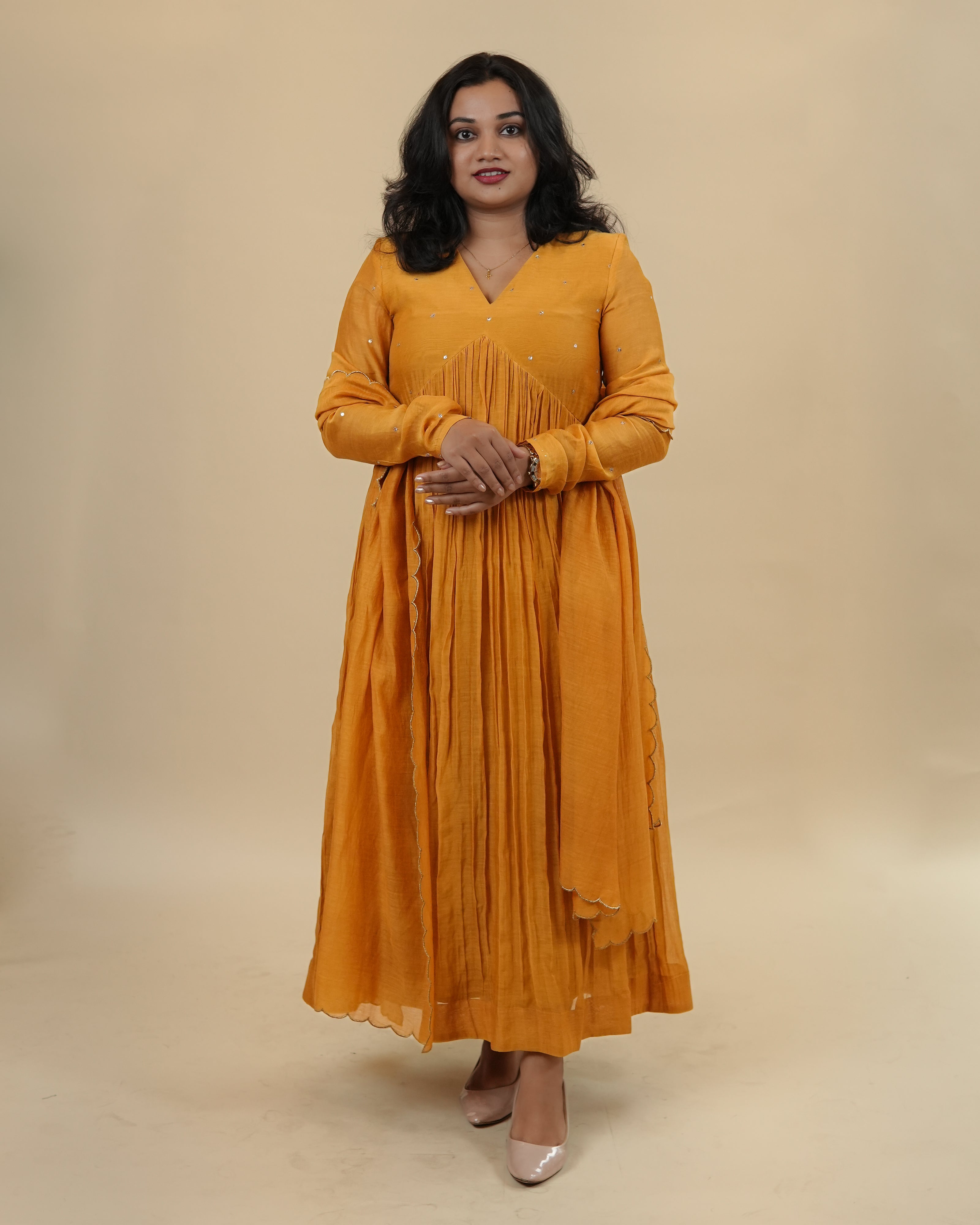 Sunshine Yellow alia cut dress with dupatta – Belair