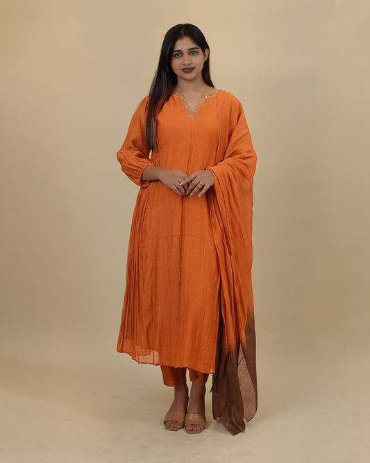 Elegant Orange Anarkali Suit