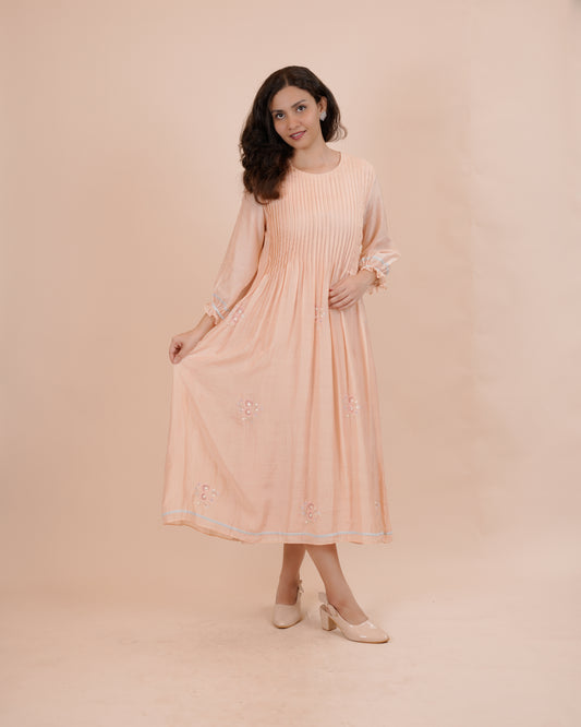 Elegant Peach Midi Dress