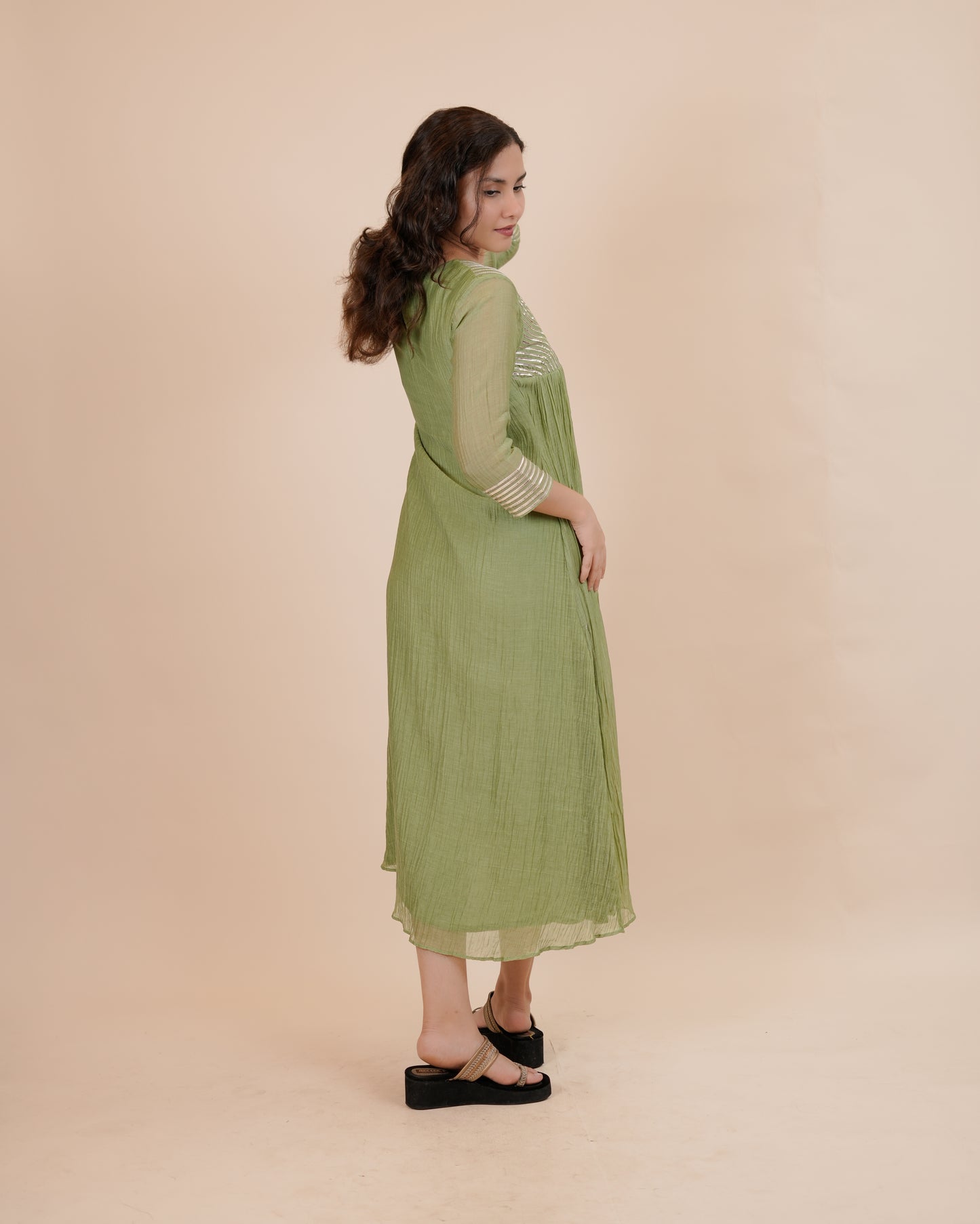 Green with lace Dress