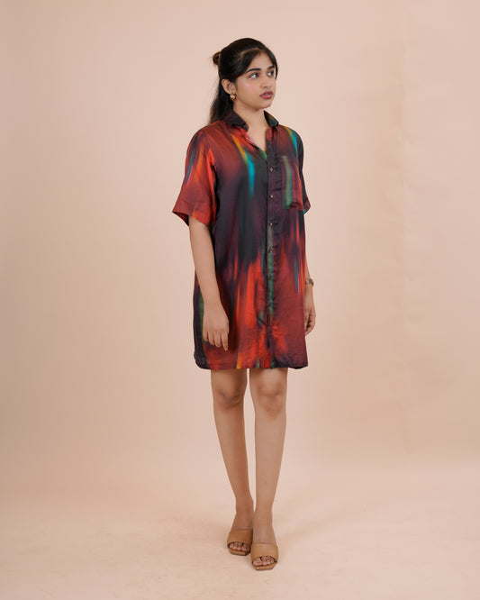 Vibrant Abstract Print Shirt Dress