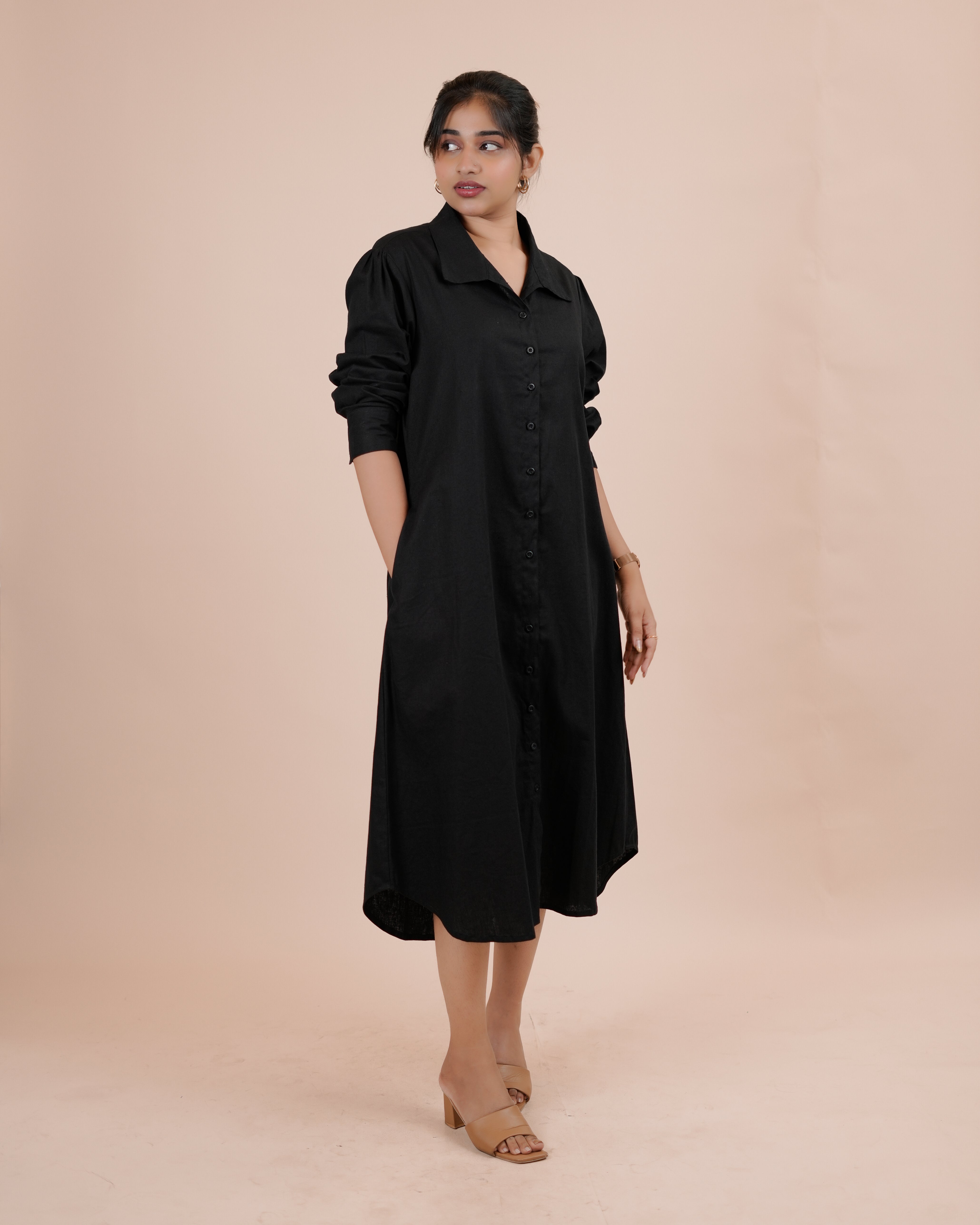 Shop Elegant Black Long Shirt Dress for Women – Belair