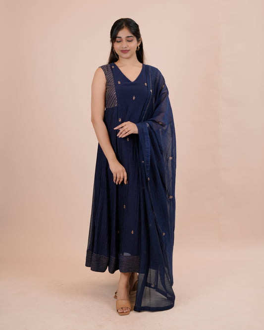 Elegant Navy Blue Anarkali Dress